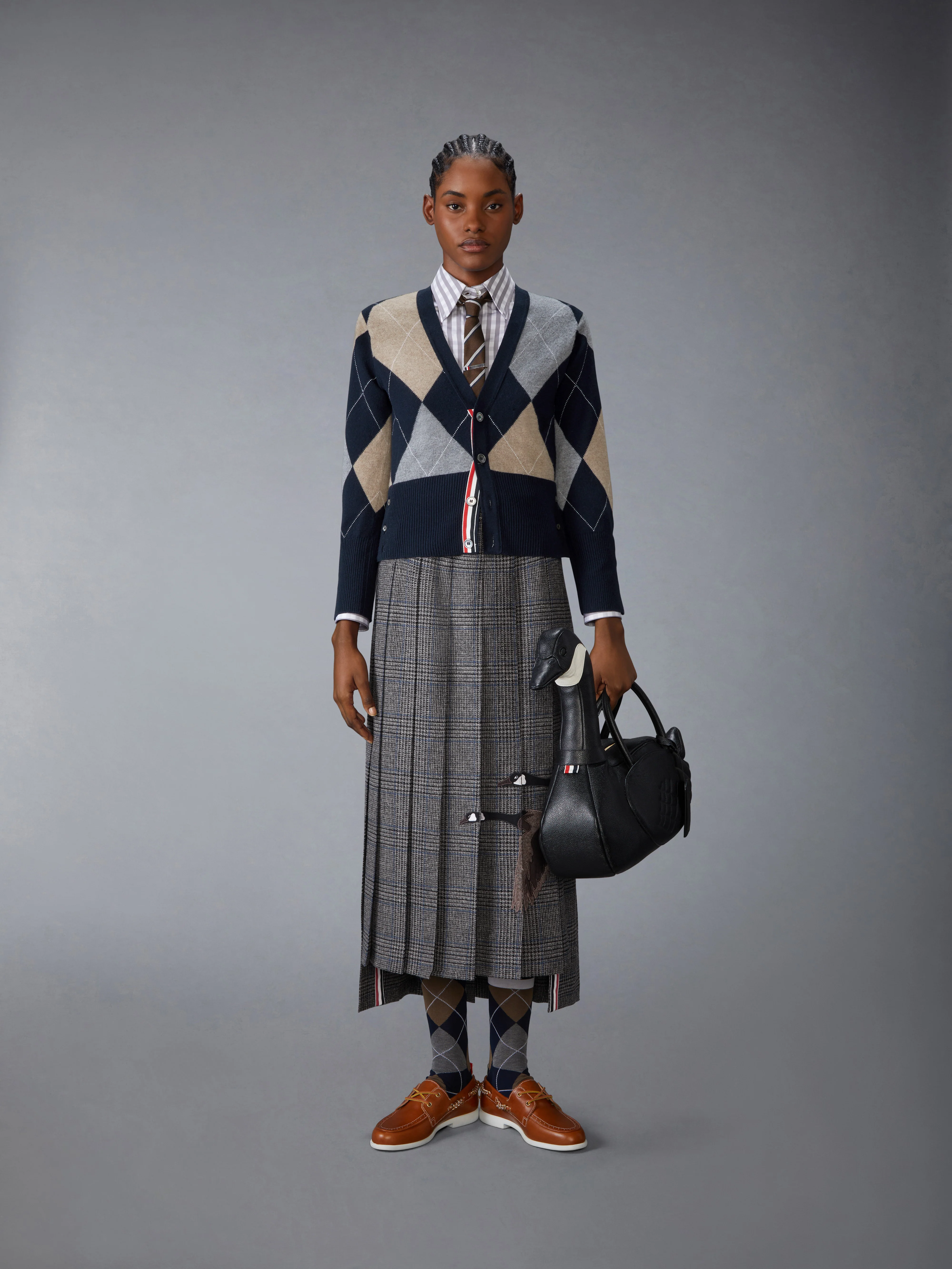 ARGYLE INTARSIA CASHMERE V NECK CARDIGAN - Image 3