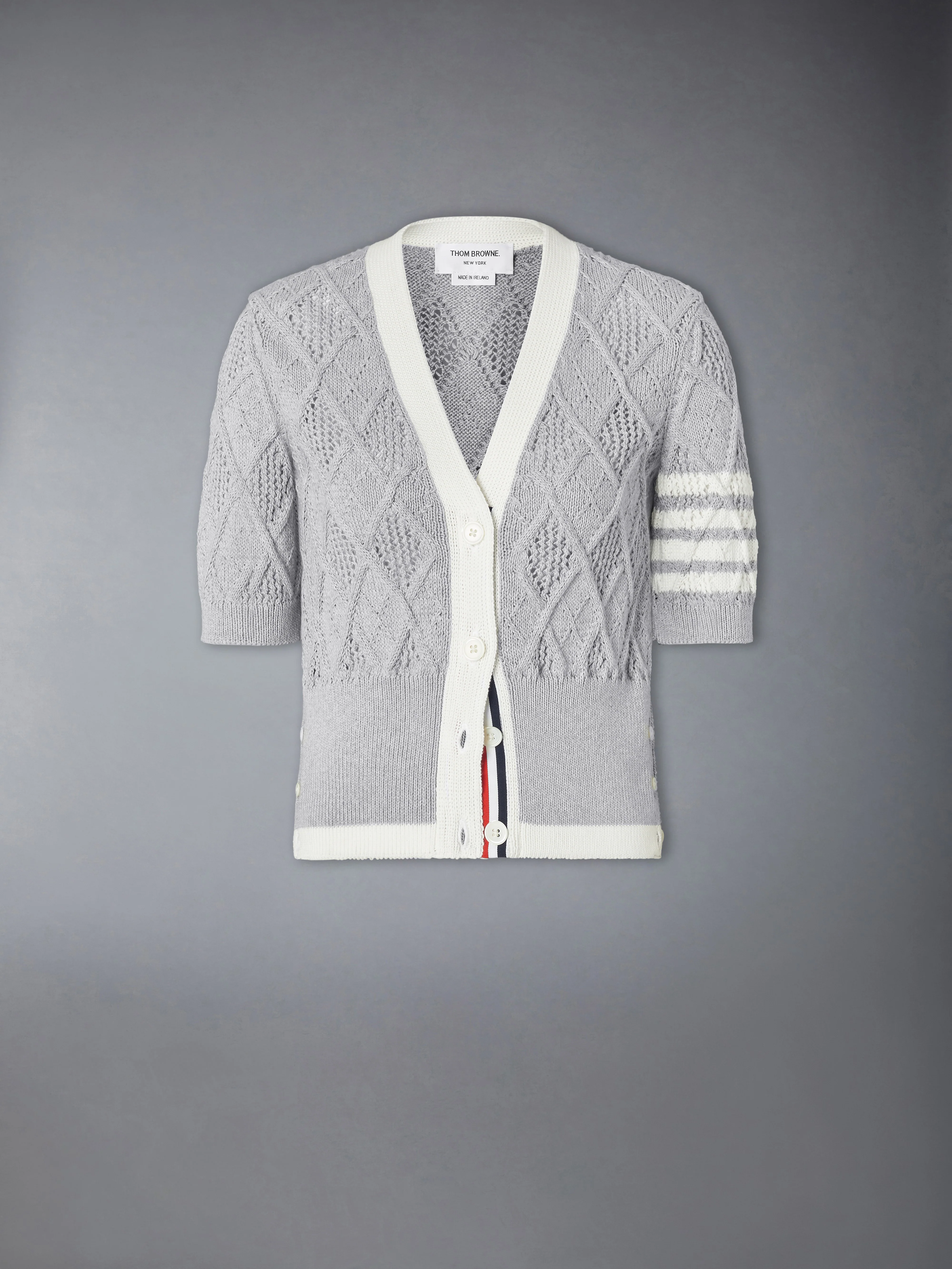 ARGYLE POINTELLE 4-BAR SHORT SLEEVE CARDIGAN - Image 5