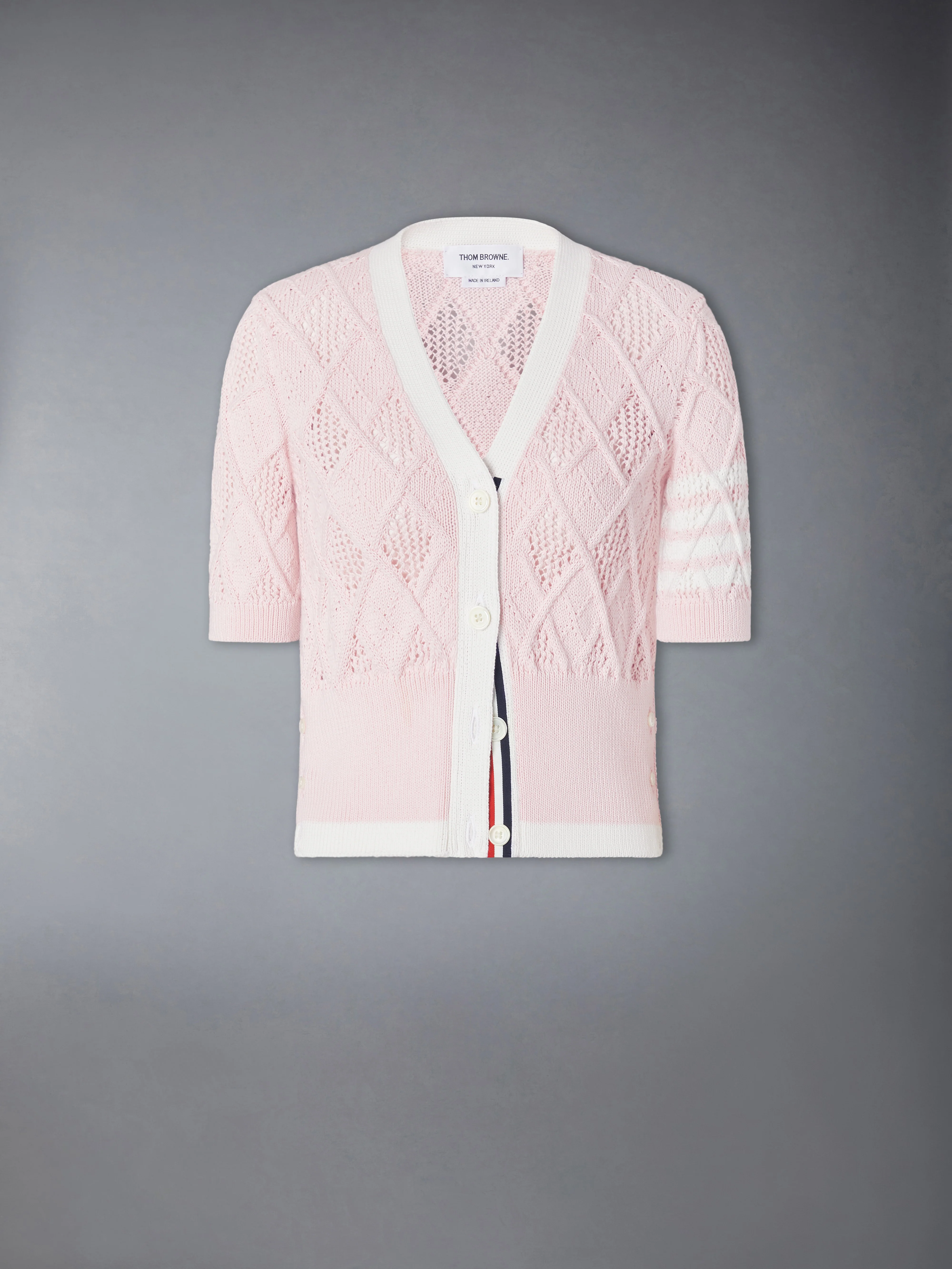 ARGYLE POINTELLE 4-BAR SHORT SLEEVE CARDIGAN - Image 5