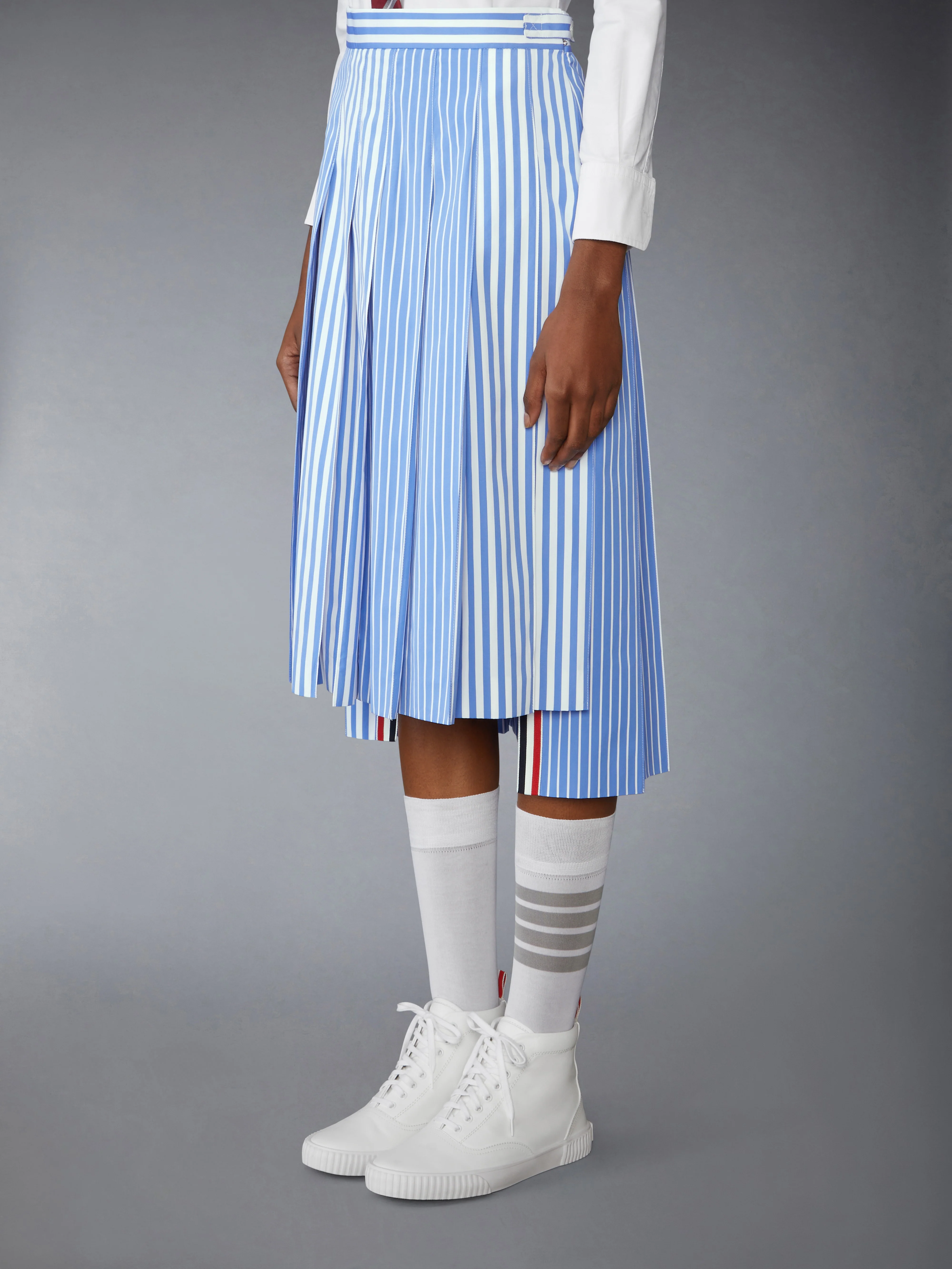 AWNING STRIPED POPLIN FUNMIX PLEATED SKIRT - Image 2