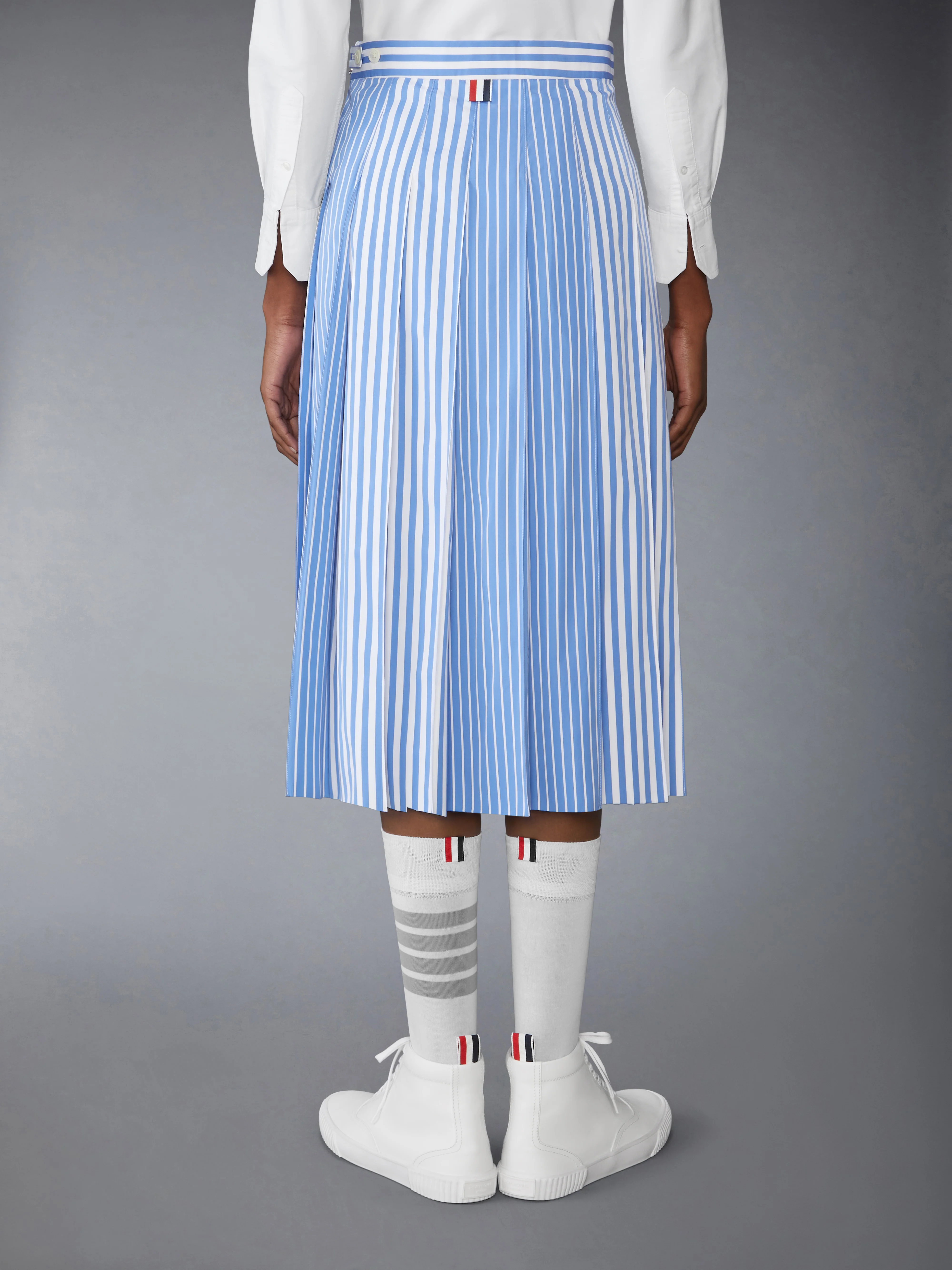 AWNING STRIPED POPLIN FUNMIX PLEATED SKIRT - Image 3