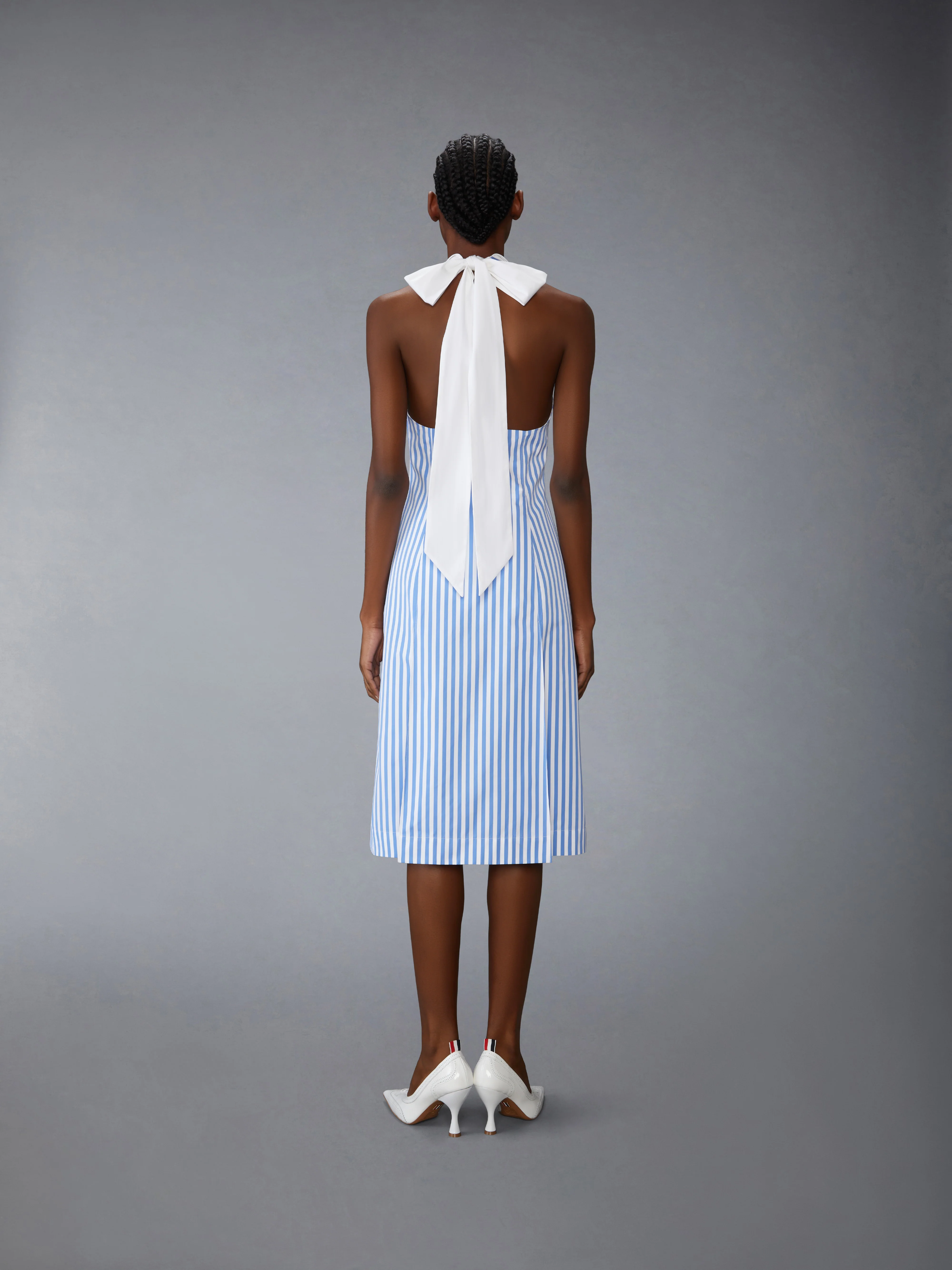 AWNING STRIPED POPLIN POLO HALTER DRESS - Image 3