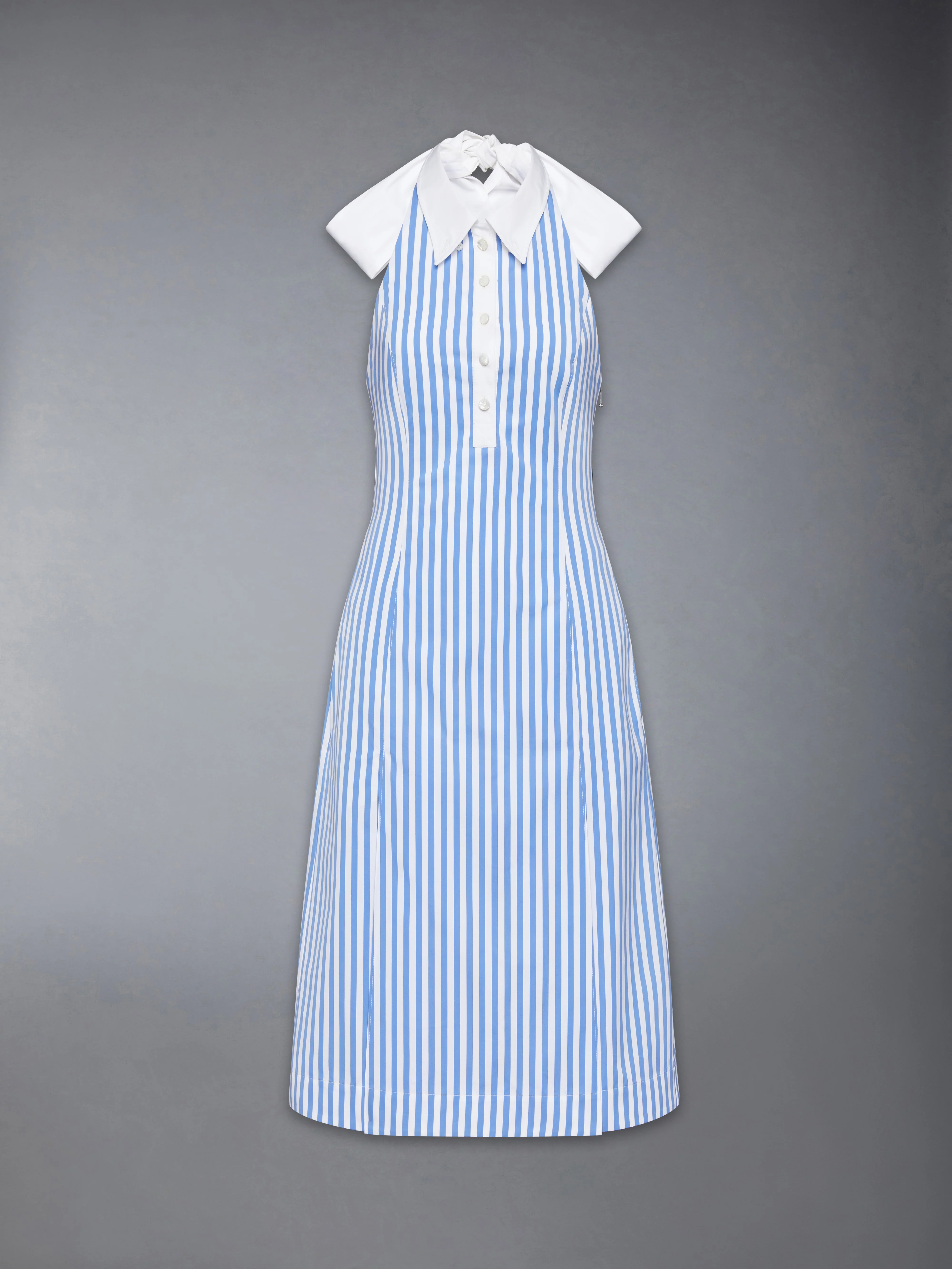 AWNING STRIPED POPLIN POLO HALTER DRESS - Image 7