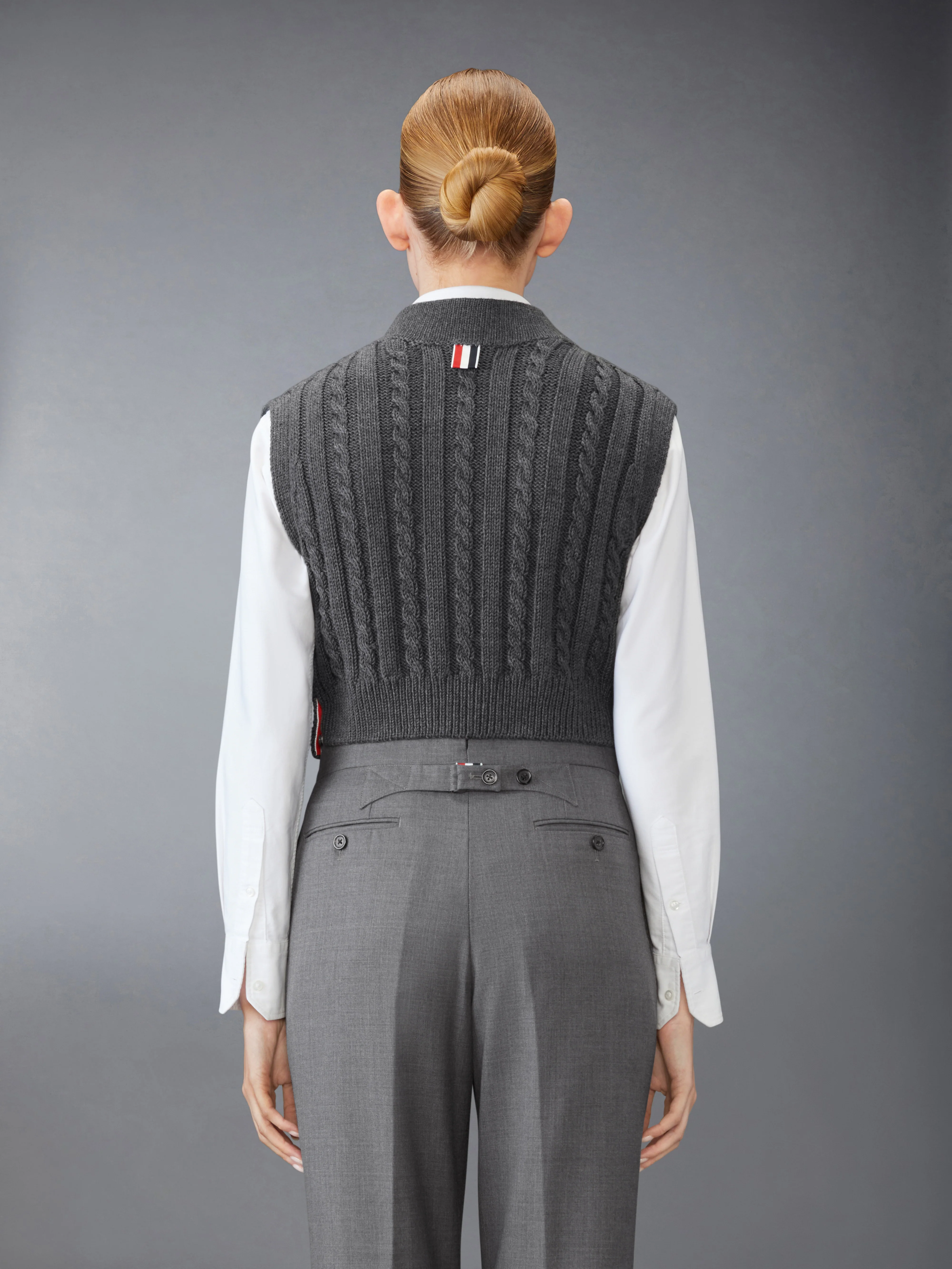 BABY CABLE CROPPED V NECK PULLOVER - Image 2