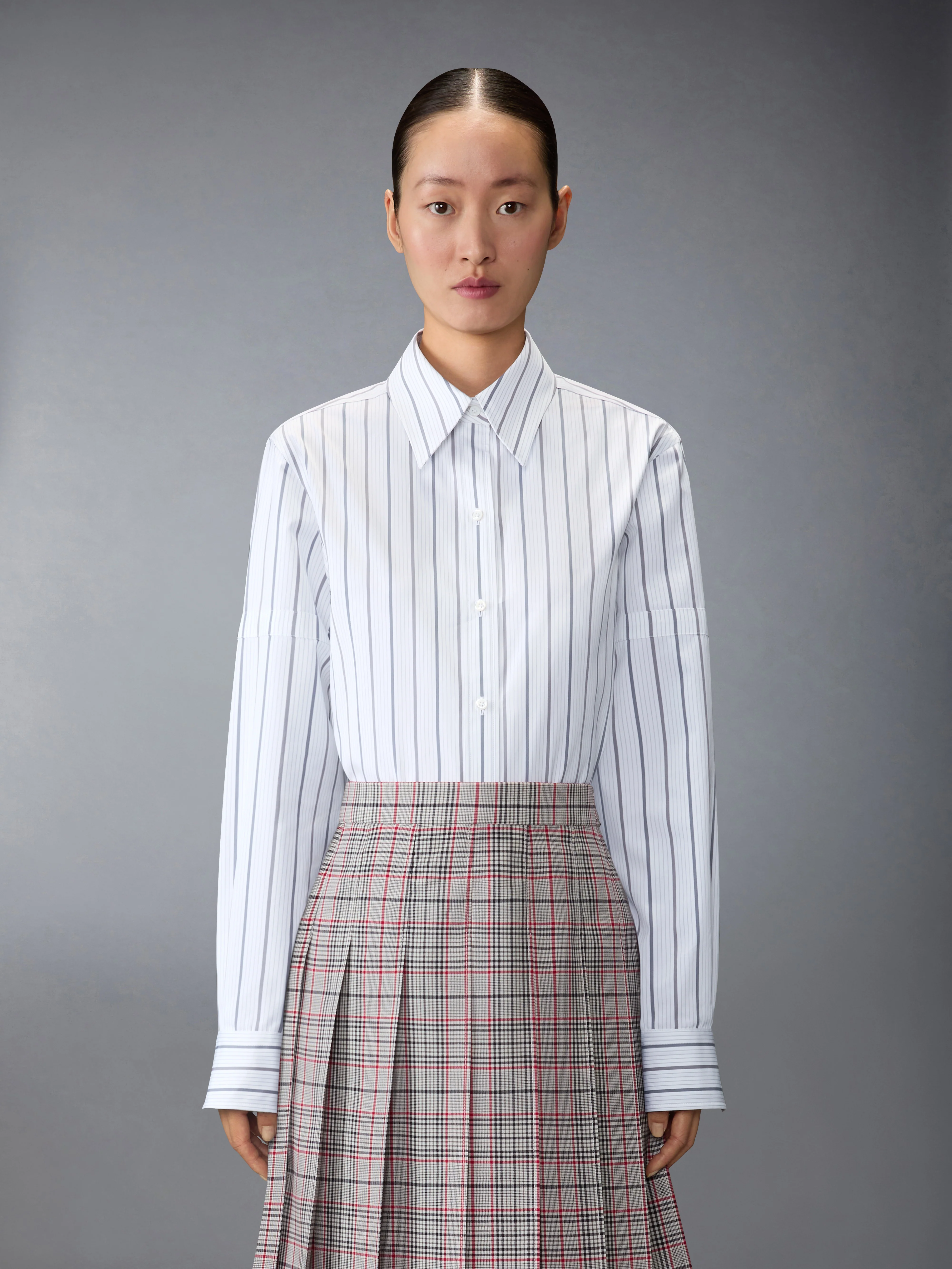 BAR STRIPE POPLIN ARMBAND EASY FIT SHIRT