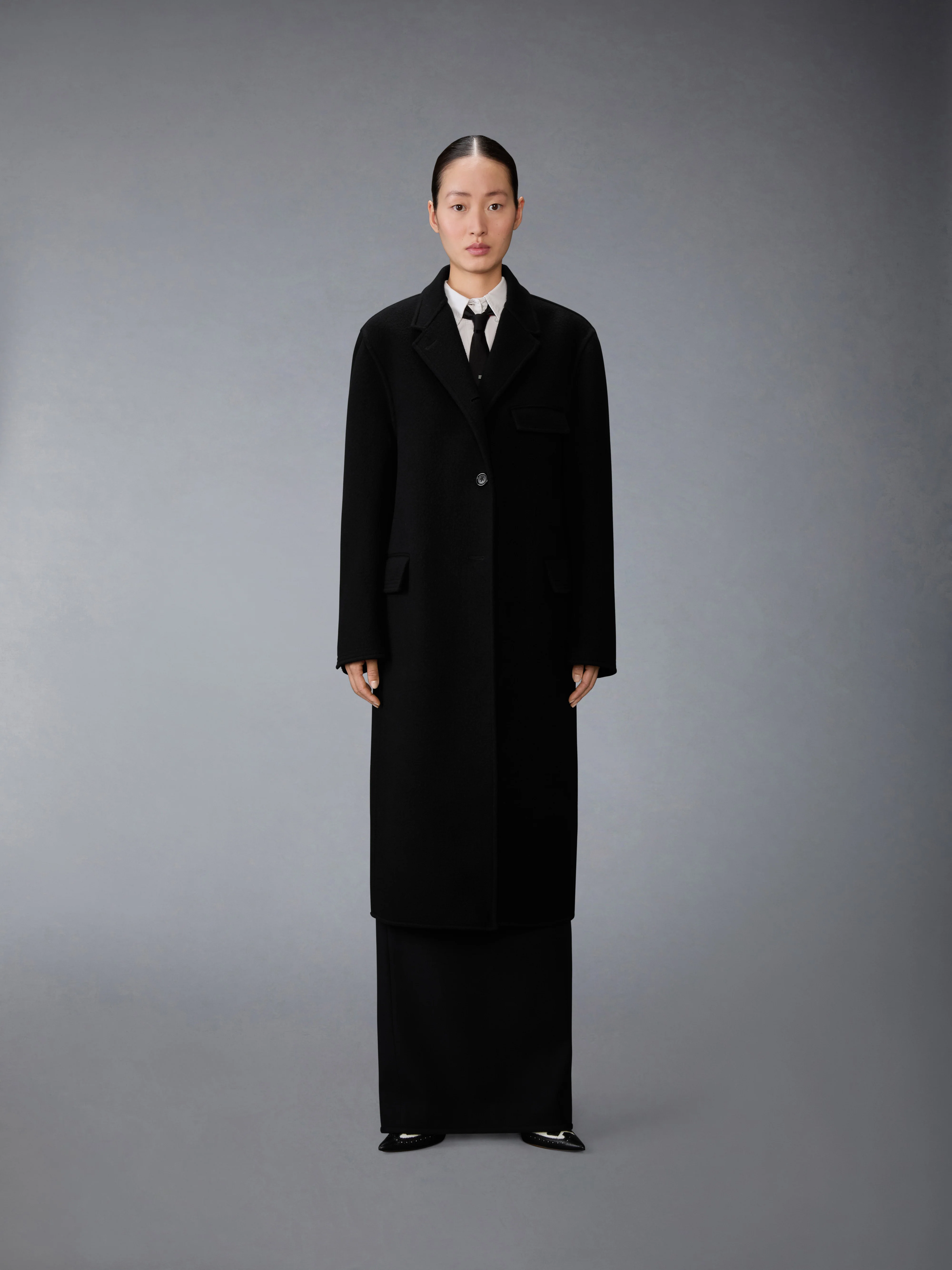 BOILED WOOL CASHMERE CHESTERFIELD COAT