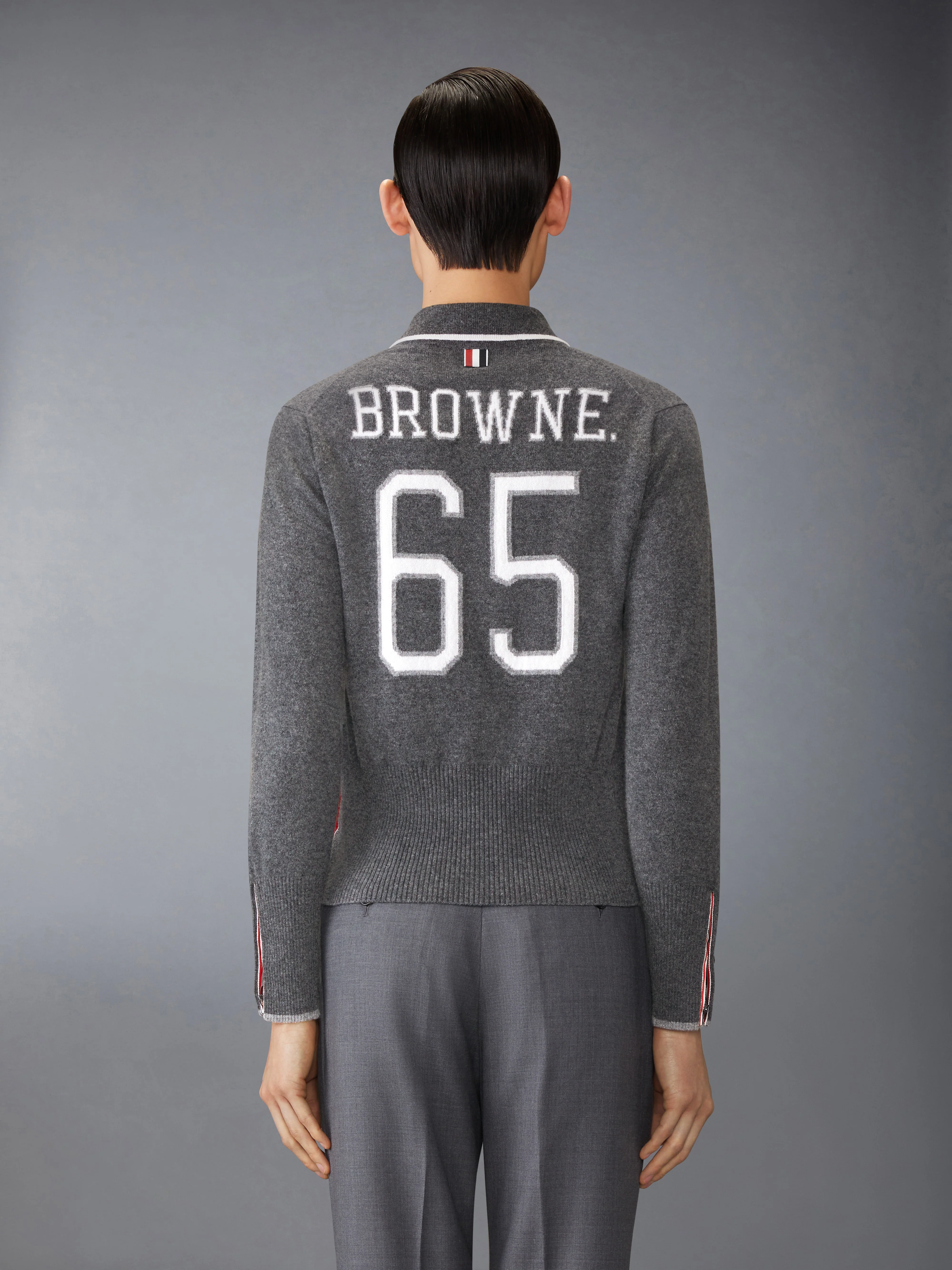 BROWNE 65 JERSEY INTARSIA CASHMERE LONG SLEEVE POLO - Image 2