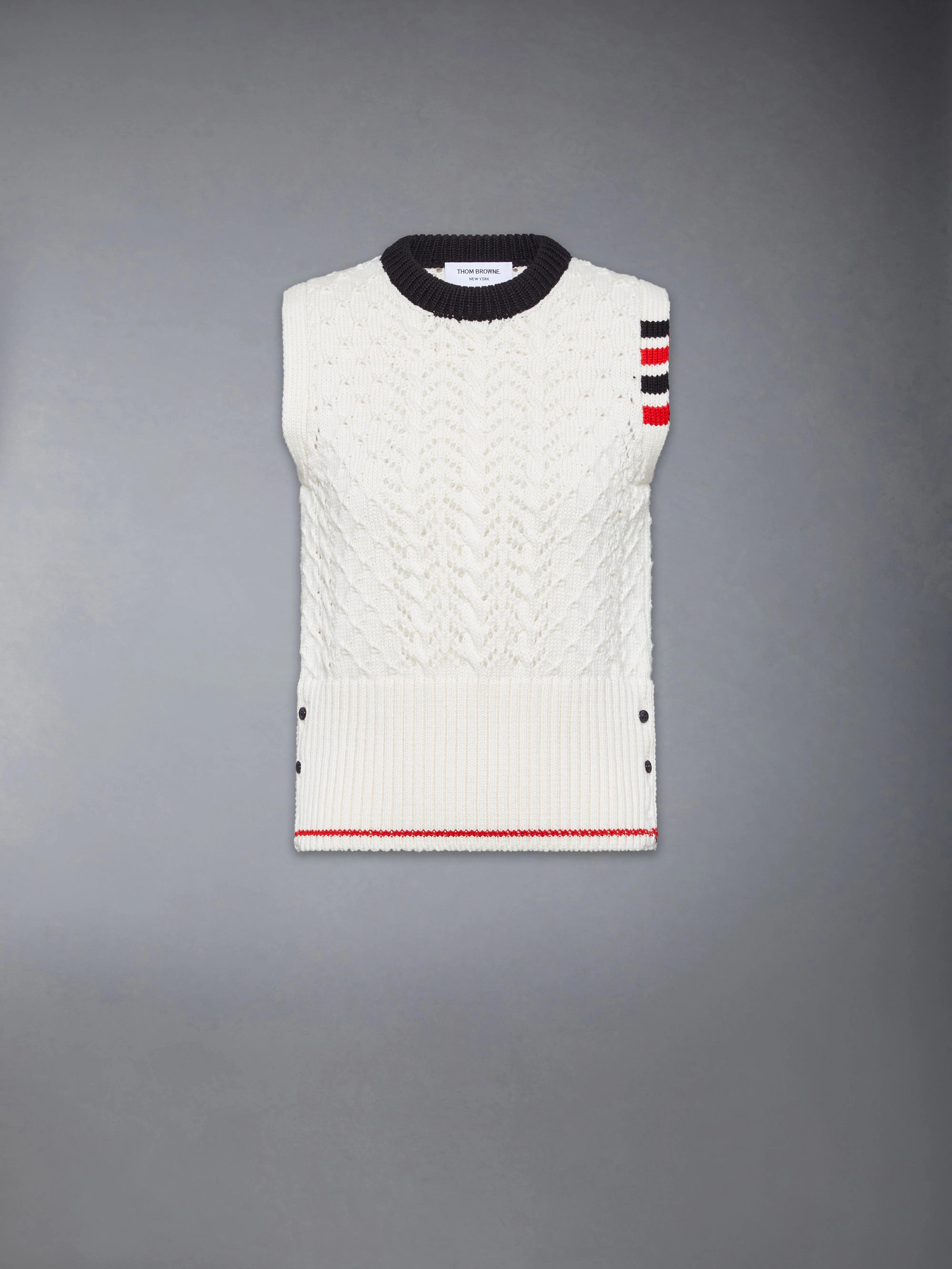 CABLE POINTELLE STITCH MERINO WOOL 4-BAR SHELL TOP - Image 6