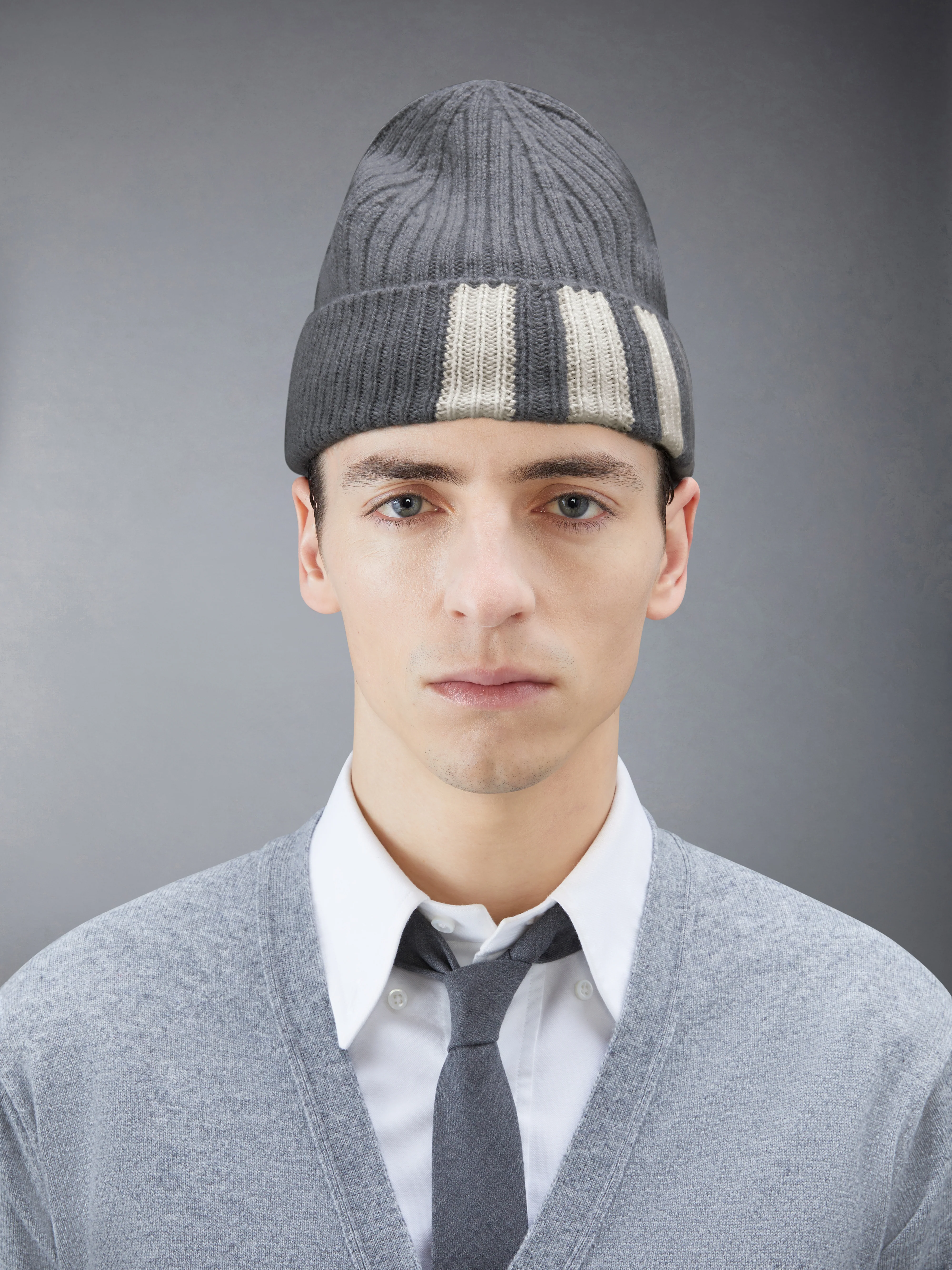CASHMERE 4-BAR CUFF BEANIE - Image 4