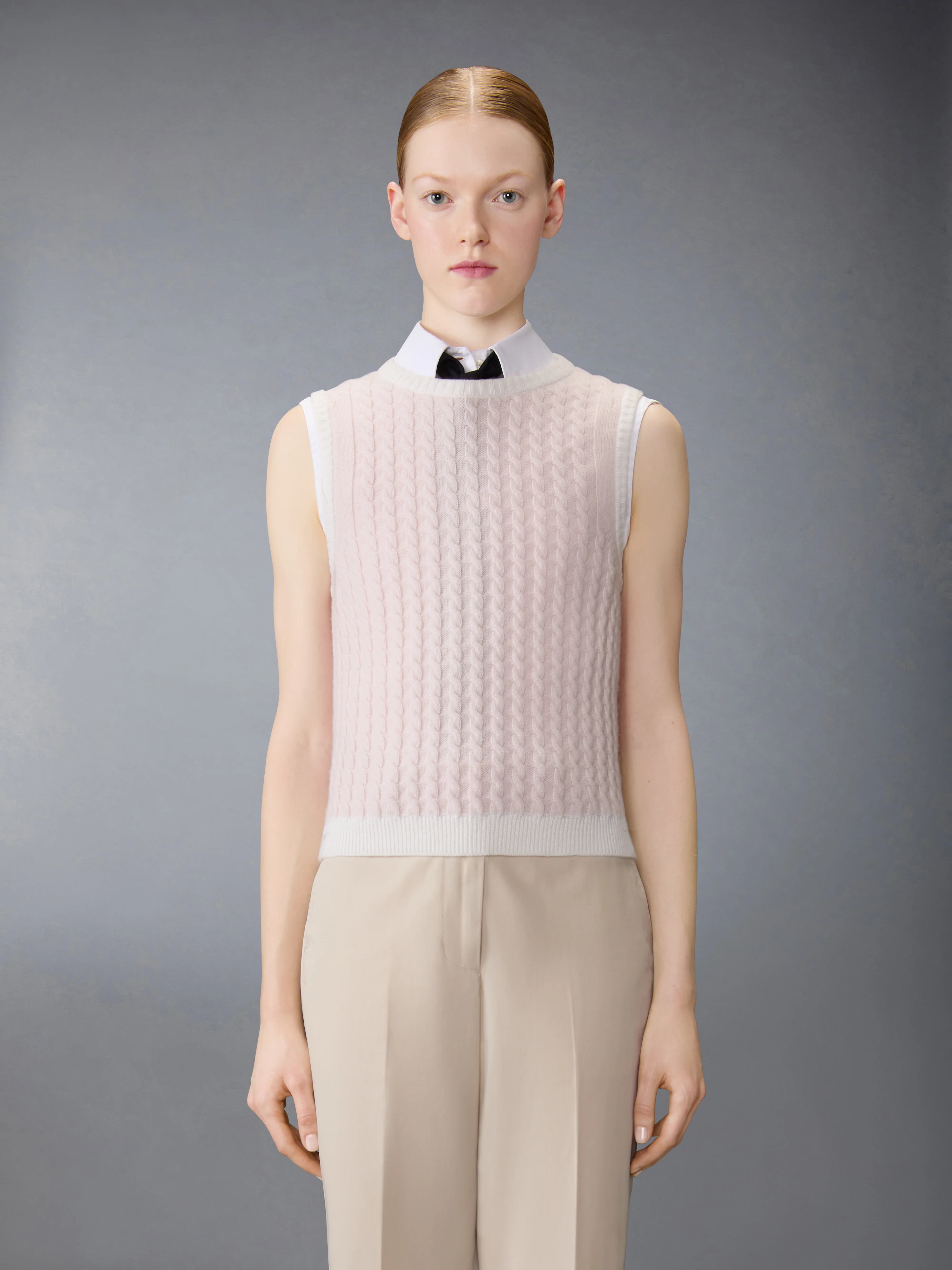 CASHMERE BABY CABLE STITCH SHELL TOP
