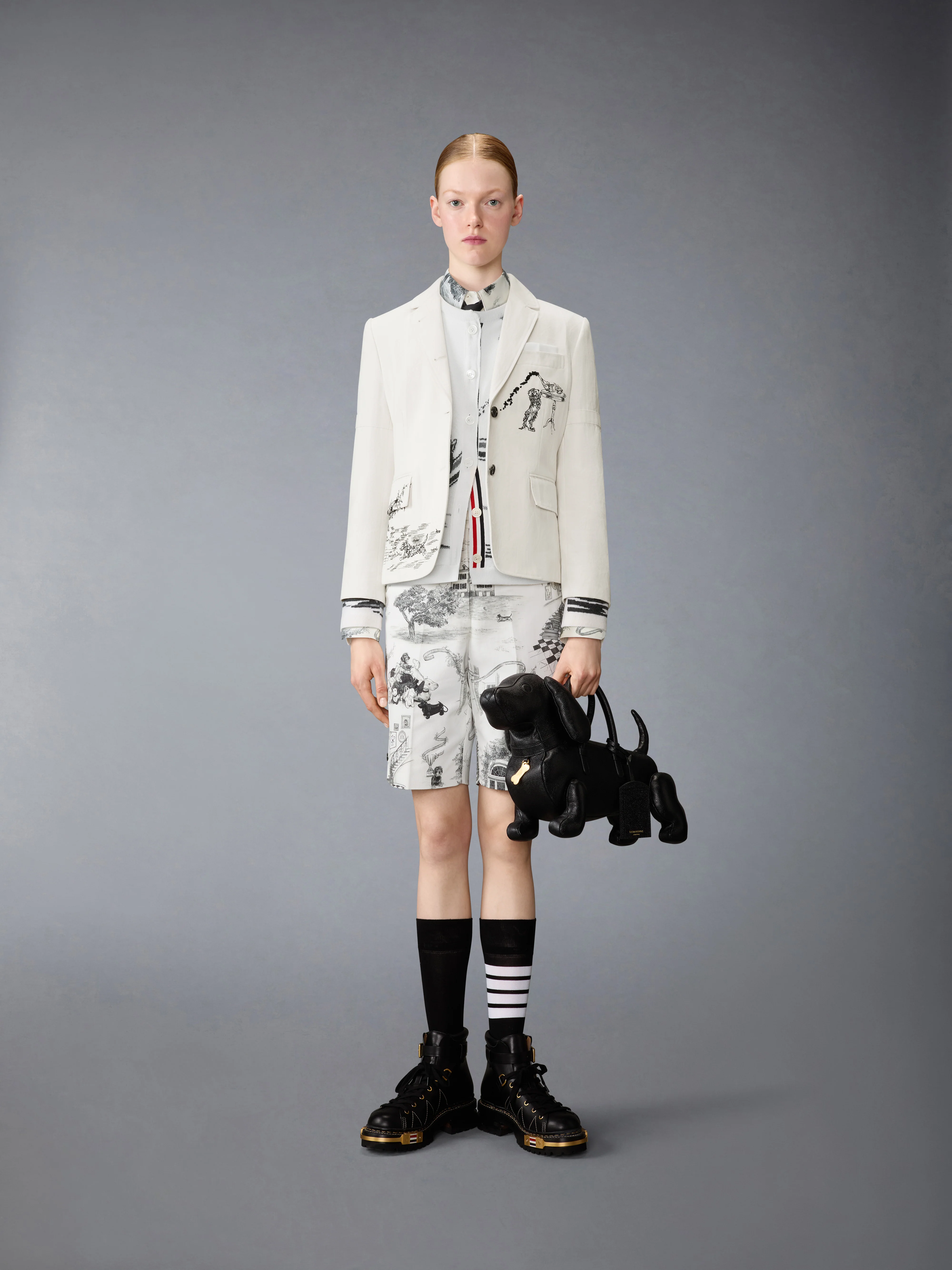 CASHMERE JERSEY INTARSIA HECTOR TOILE CARDIGAN - Image 3