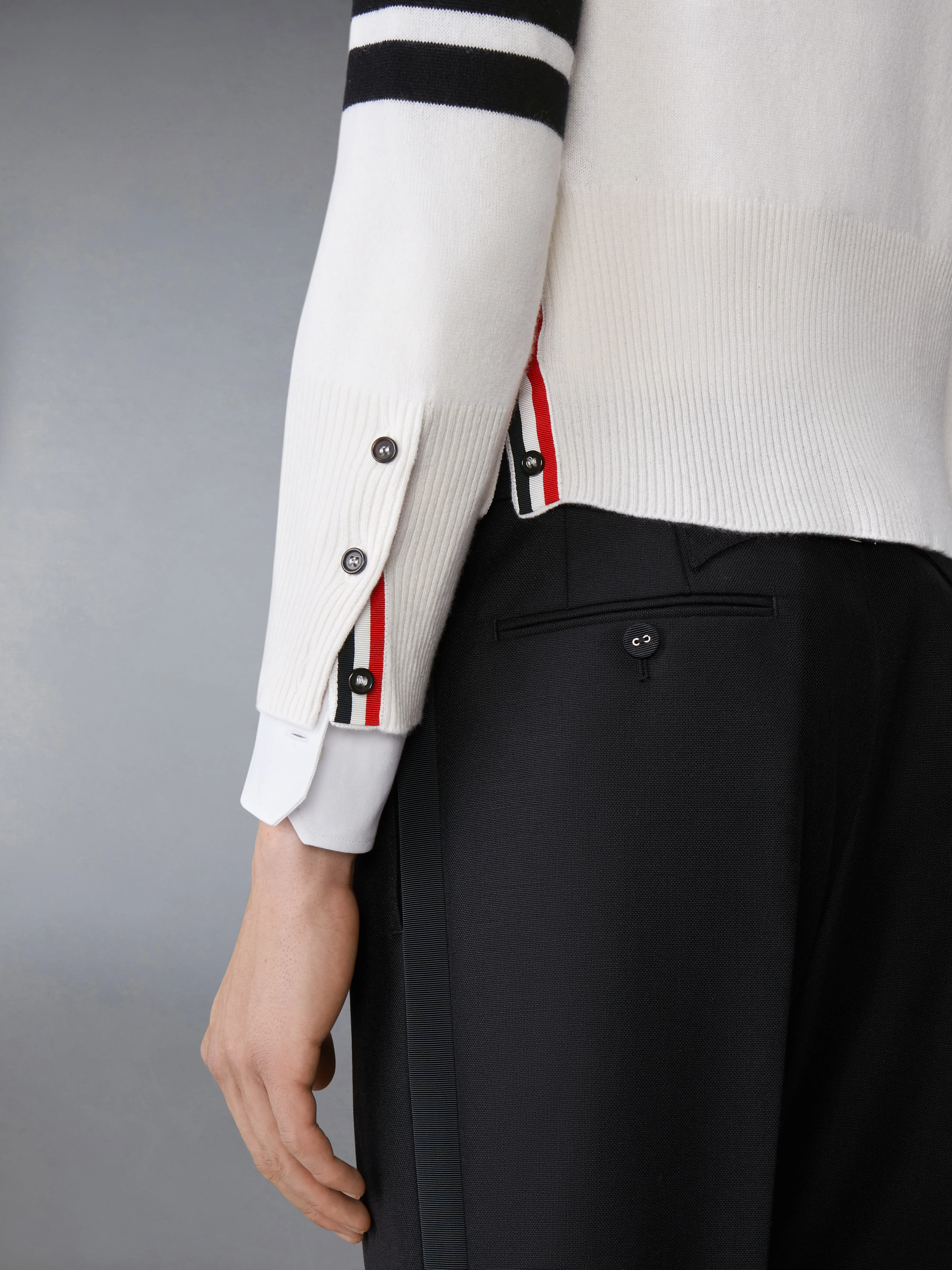 CASHMERE NEVERMORE INTARSIA 4-BAR CLASSIC SHORT CARDIGAN - Image 5