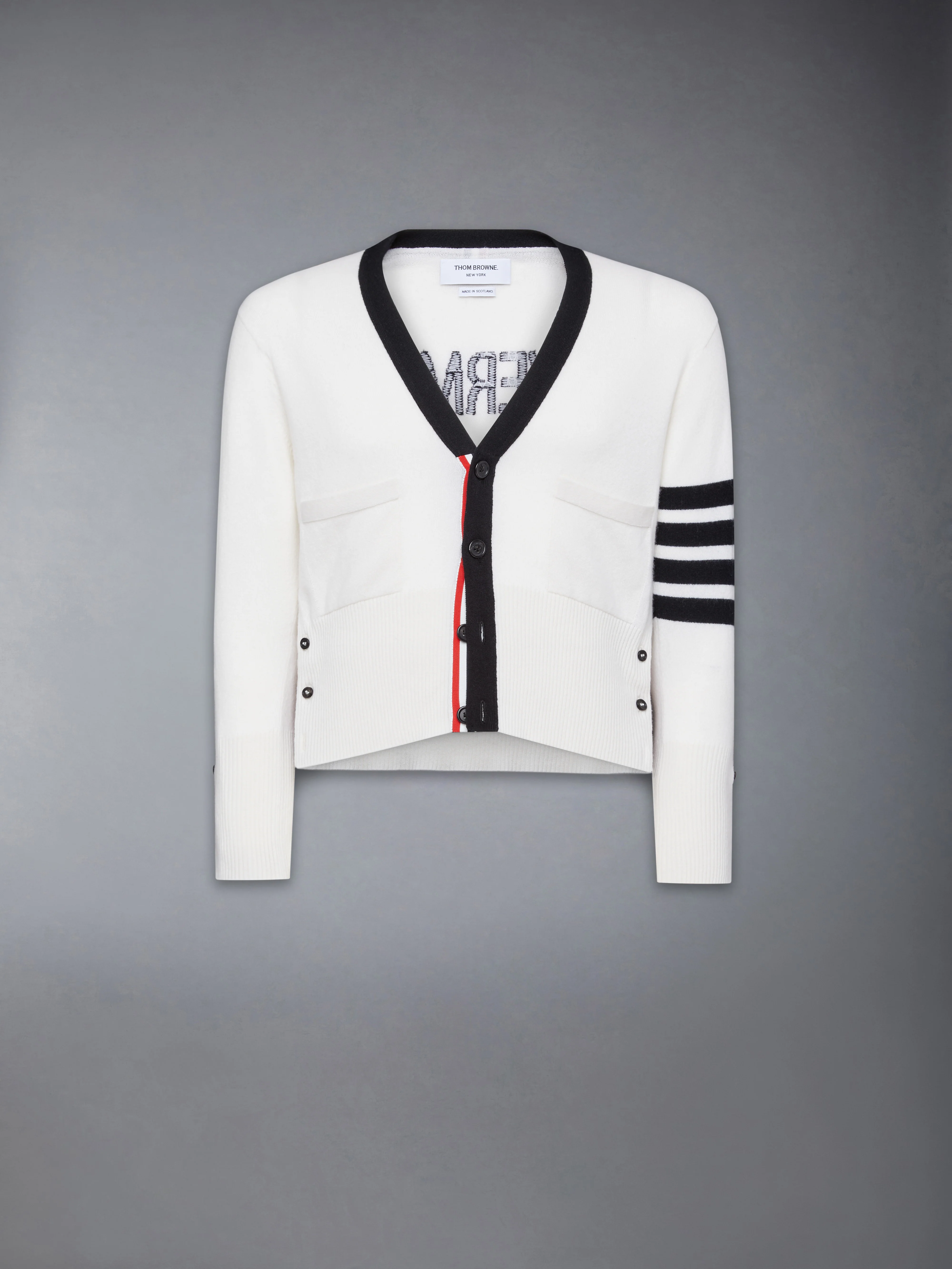 CASHMERE NEVERMORE INTARSIA 4-BAR CLASSIC SHORT CARDIGAN - Image 7