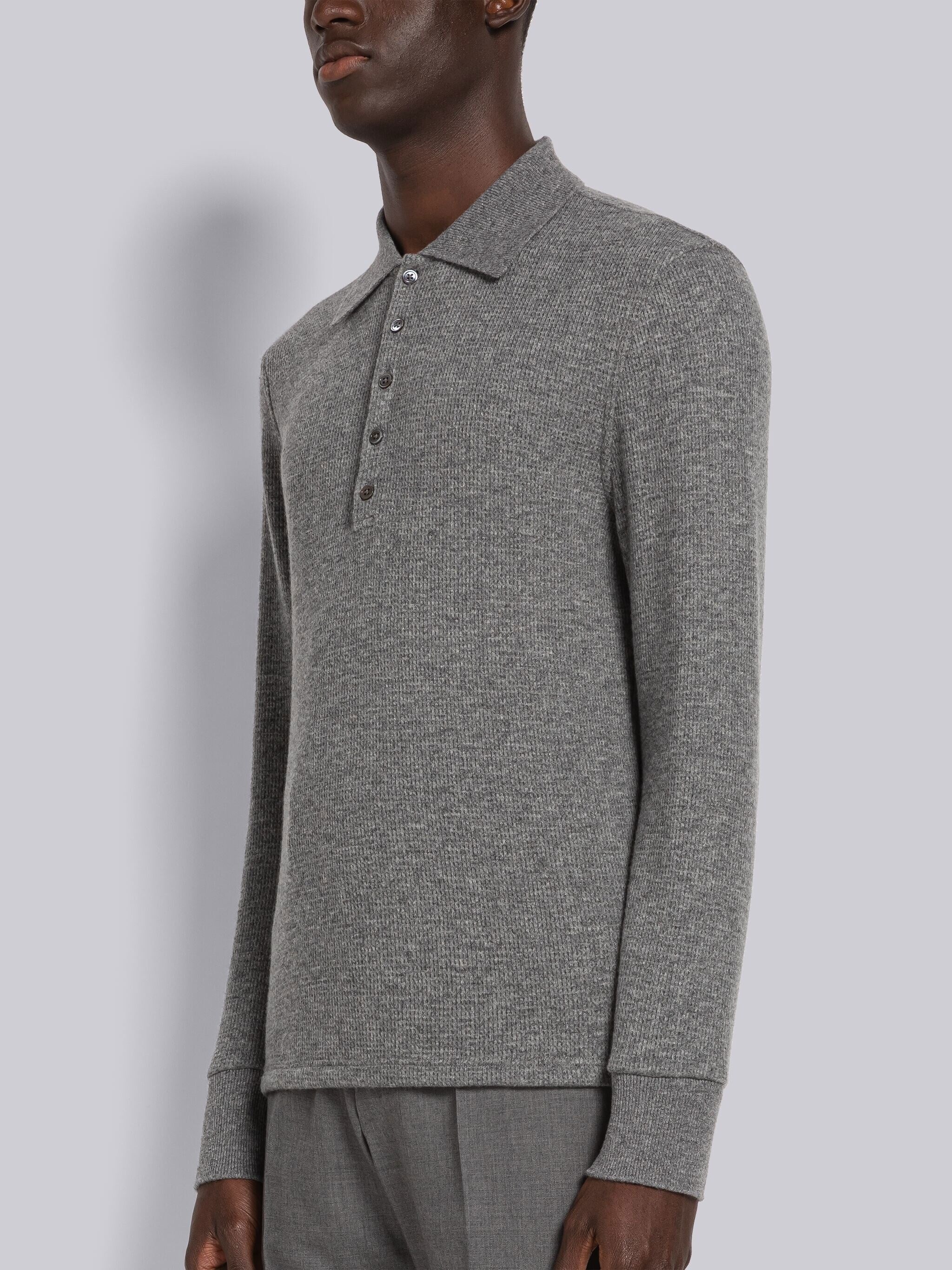 CASHMERE WAFFLE LONG SLEEVE POLO - Image 2