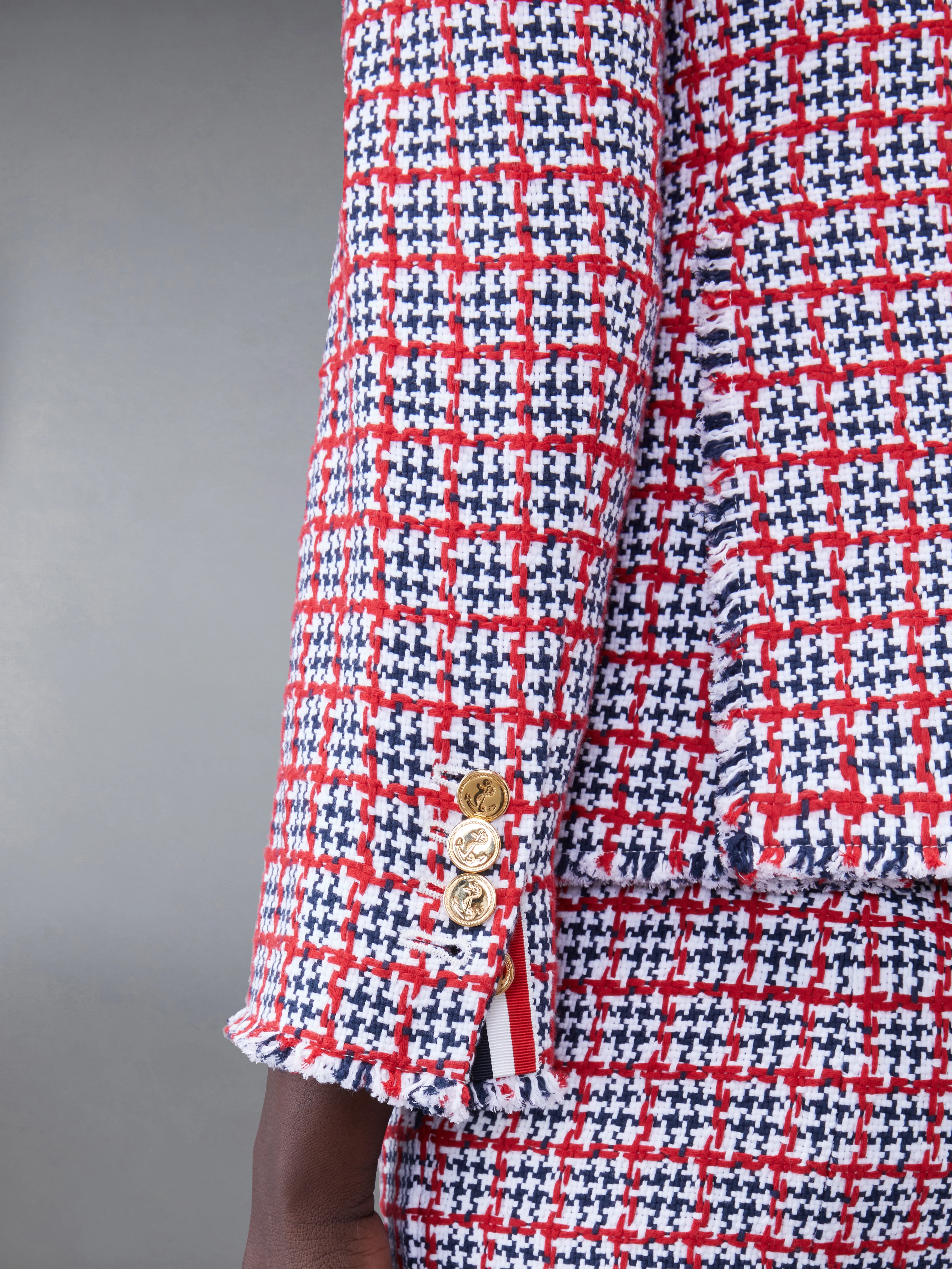 CHECK SUMMER TWEED FRAY ARMBAND SLIM FIT SPORT COAT - Image 6