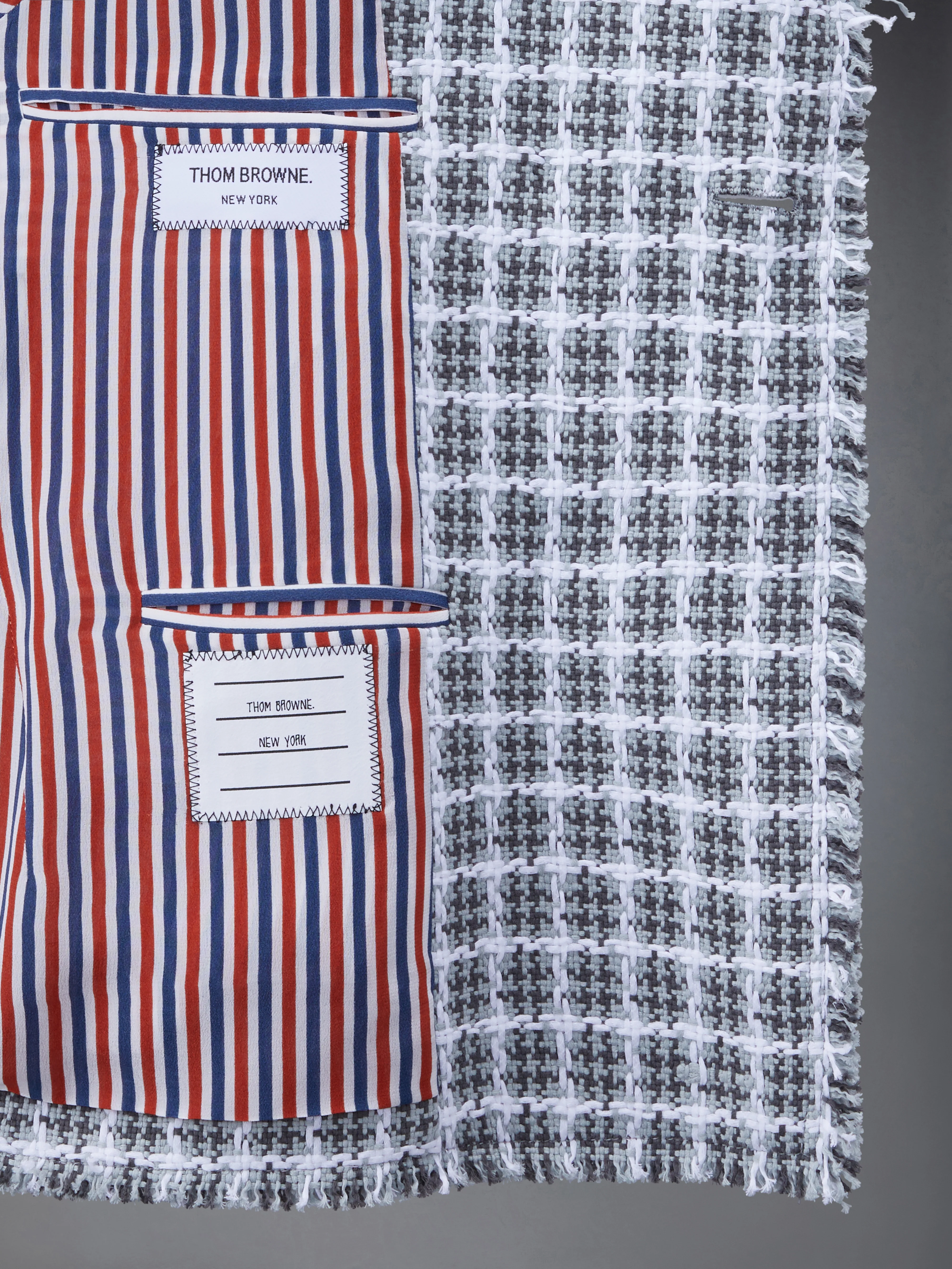 CHECK SUMMER TWEED FRAY CROPPED SACK SPORT COAT - Image 5