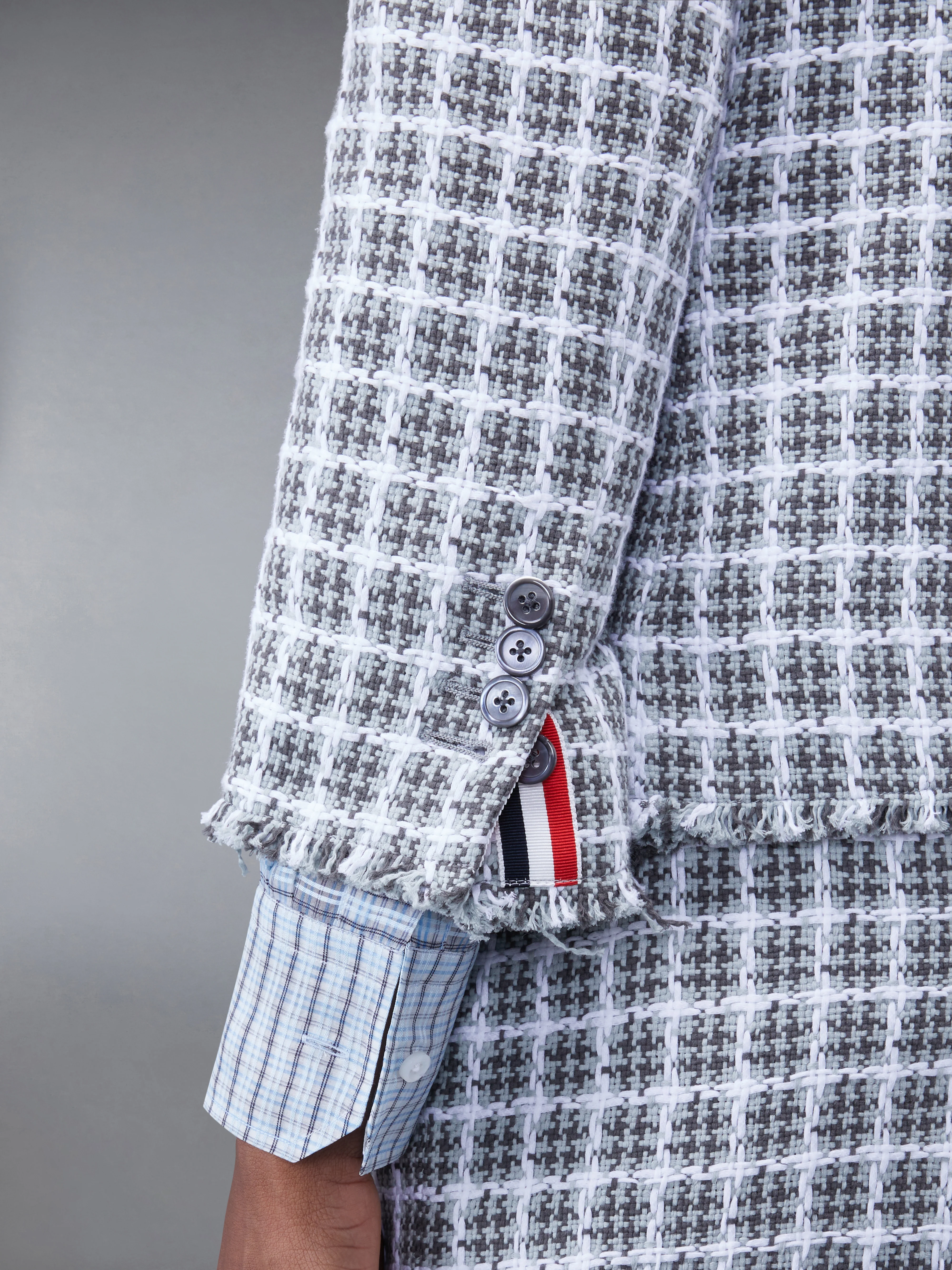 CHECK SUMMER TWEED FRAY CROPPED SACK SPORT COAT - Image 6
