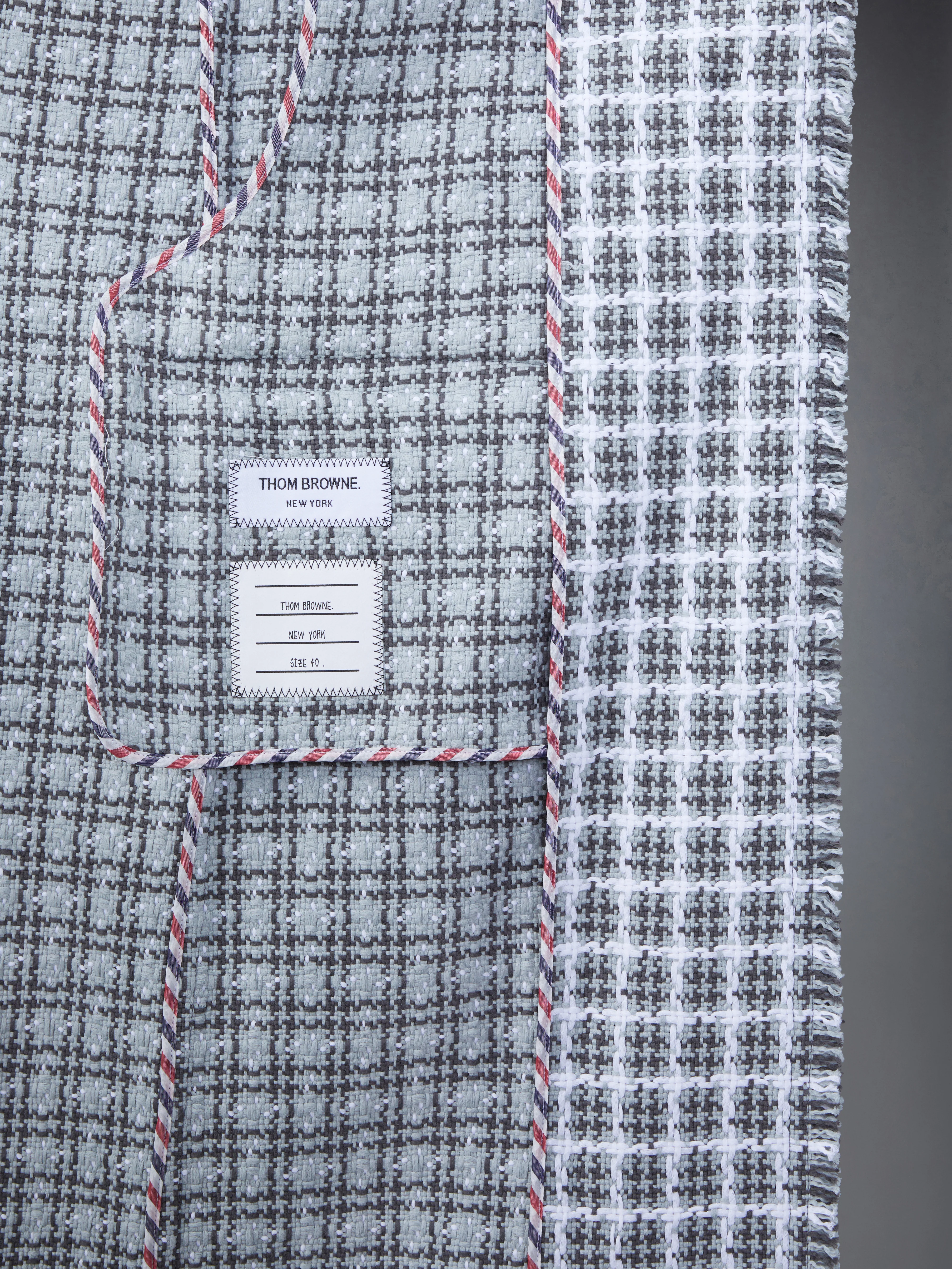 CHECK SUMMER TWEED FRAY WIDE LAPEL OVERCOAT - Image 5