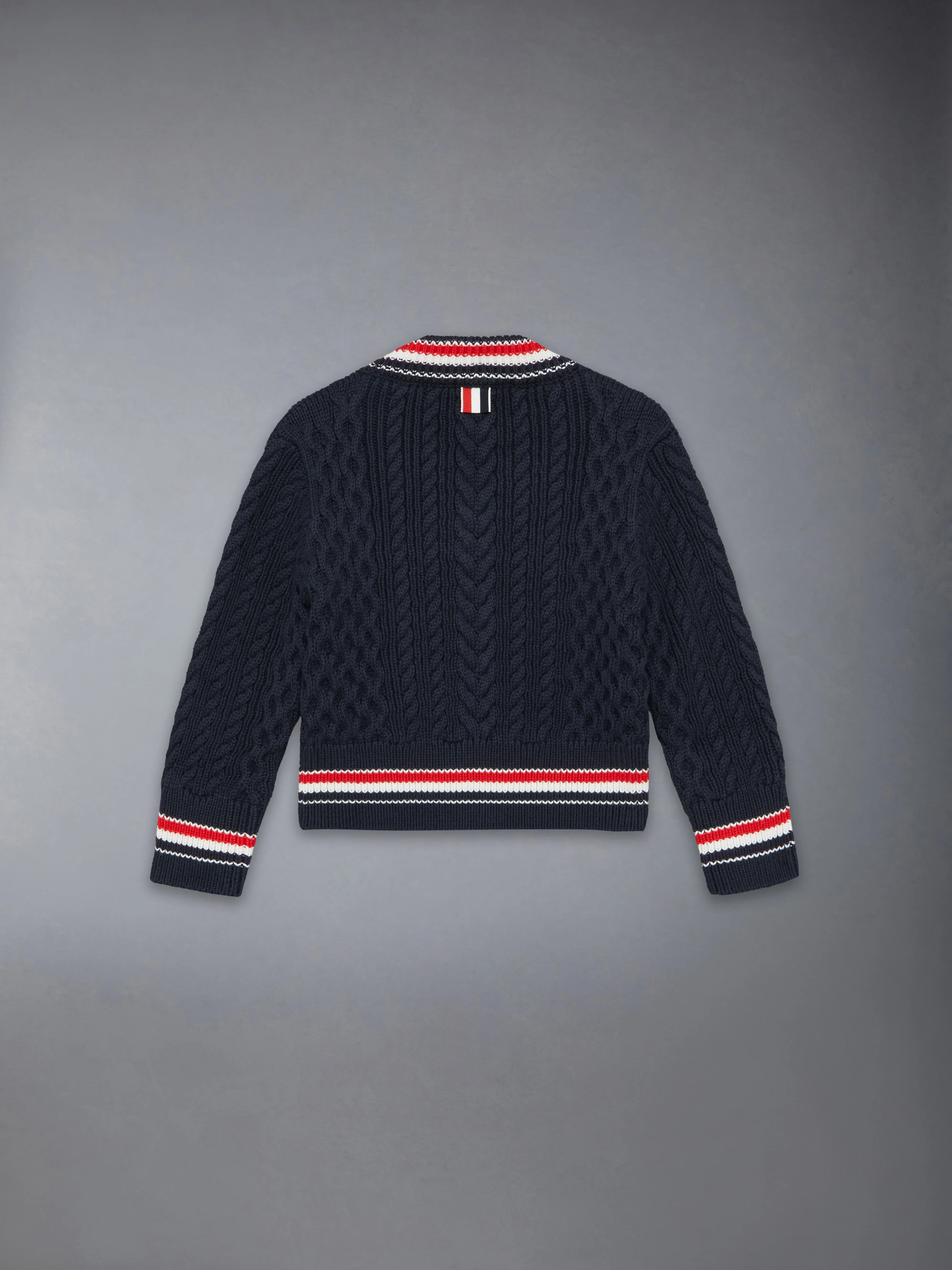 CHILDREN'S ARAN CABLE CRICKET STRIPE PULLOVER - Image 2