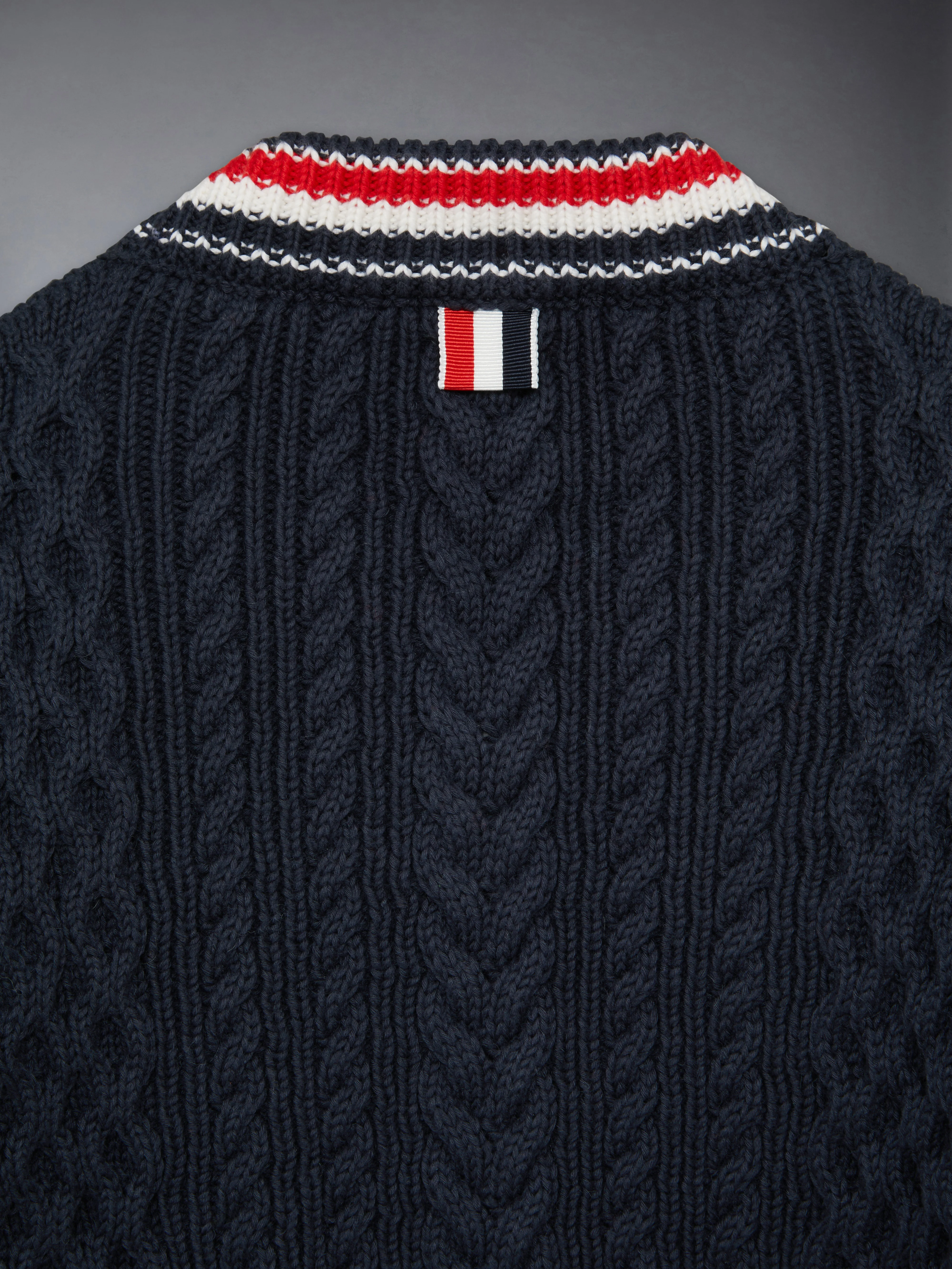CHILDREN'S ARAN CABLE CRICKET STRIPE PULLOVER - Image 4