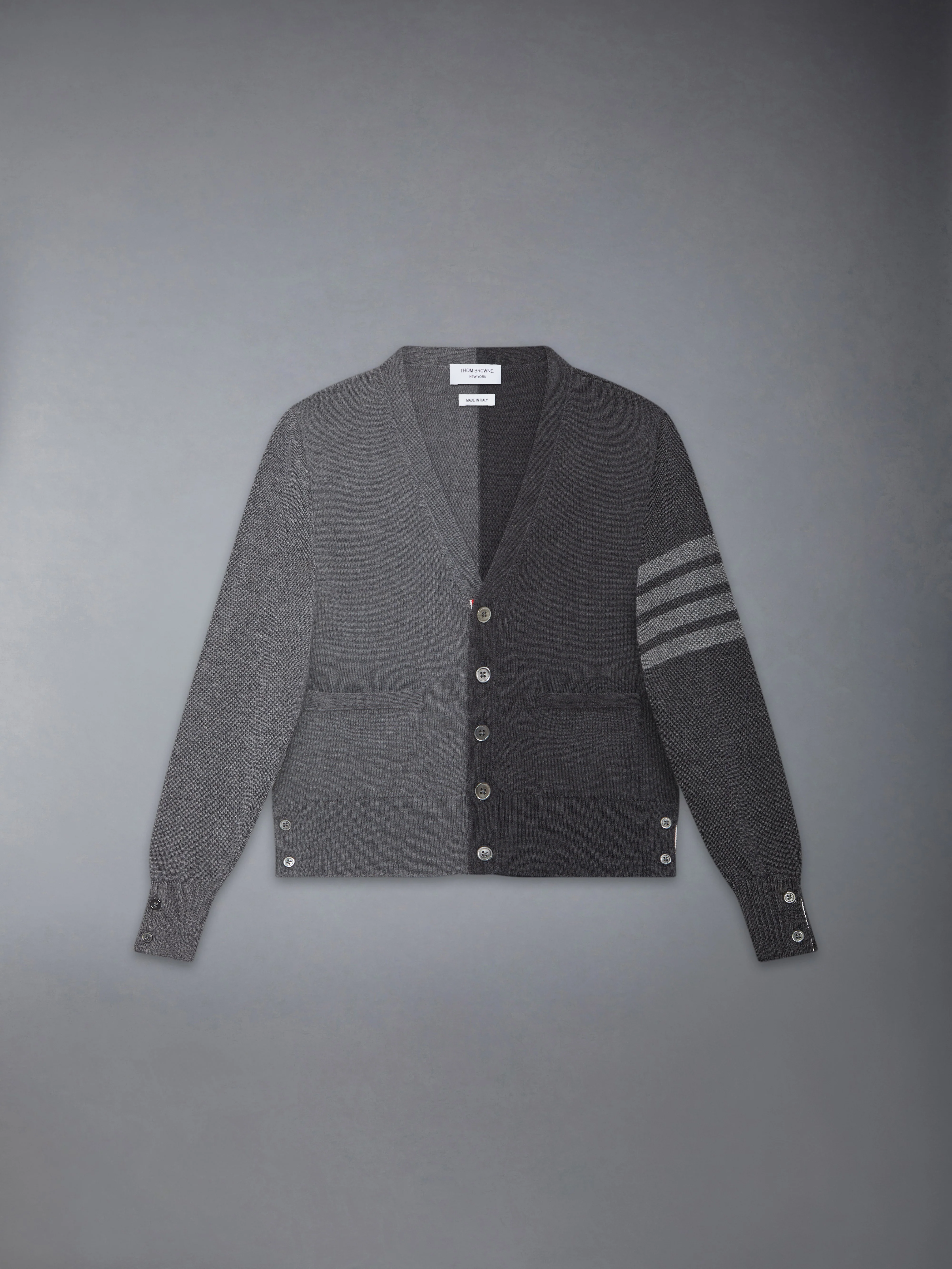 CHILDREN'S FUNMIX WOOL 4-BAR V-NECK CARDIGAN