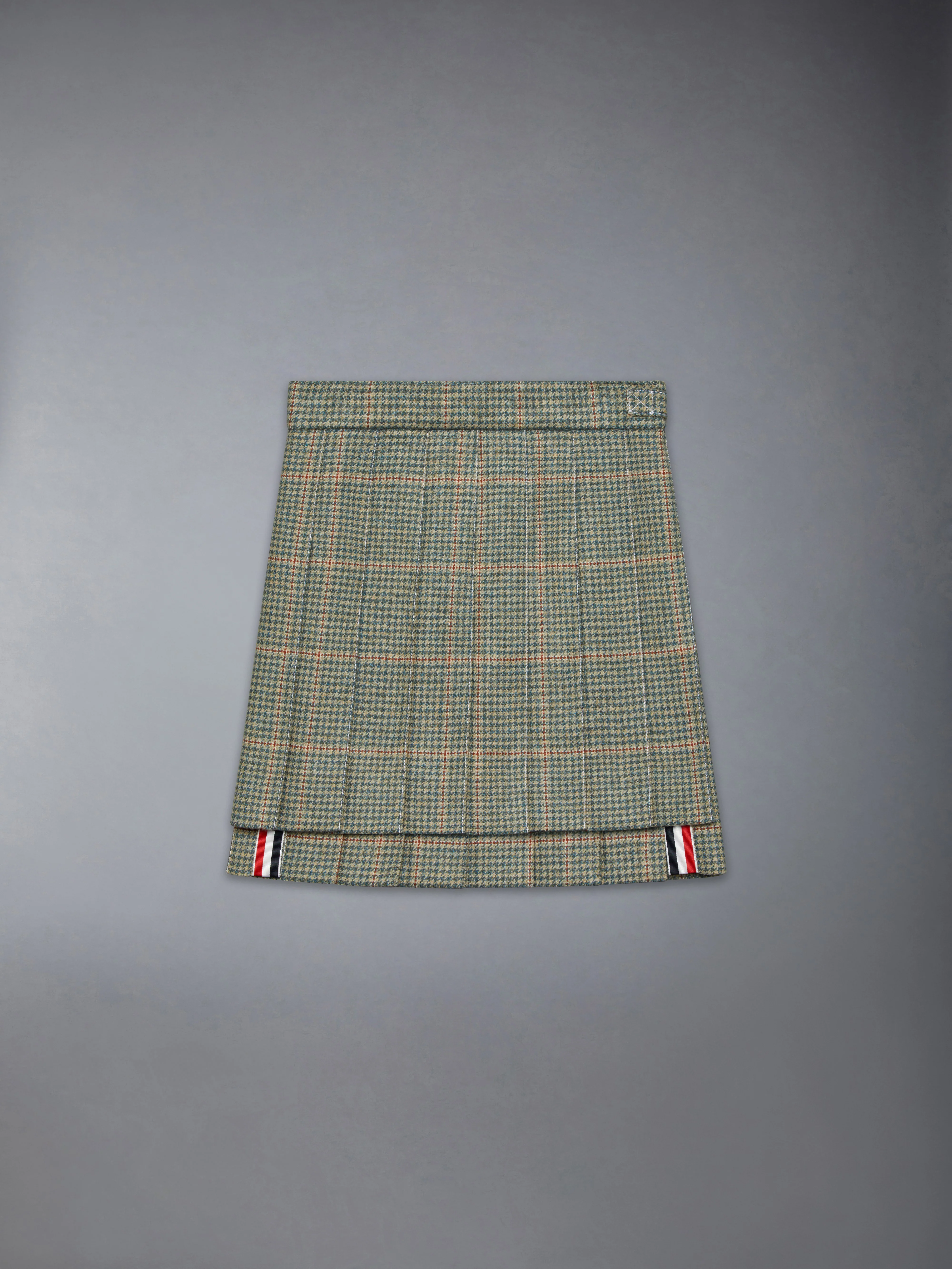 CHILDREN'S HERRINGBONE CHEVIOT TWEED PLEATED MINI SKIRT