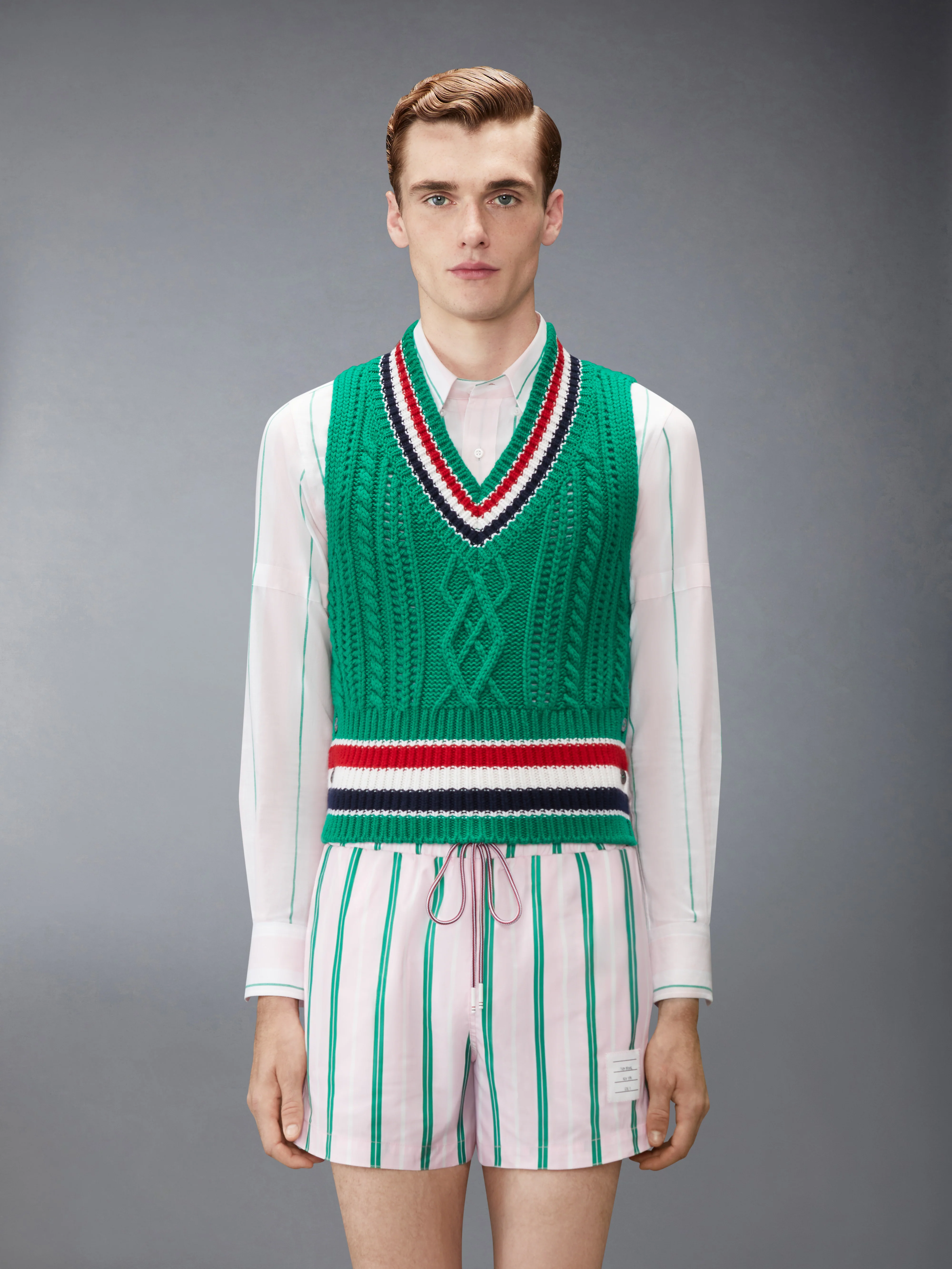 CHUNKY CASHMERE RWB STRIPE VEST