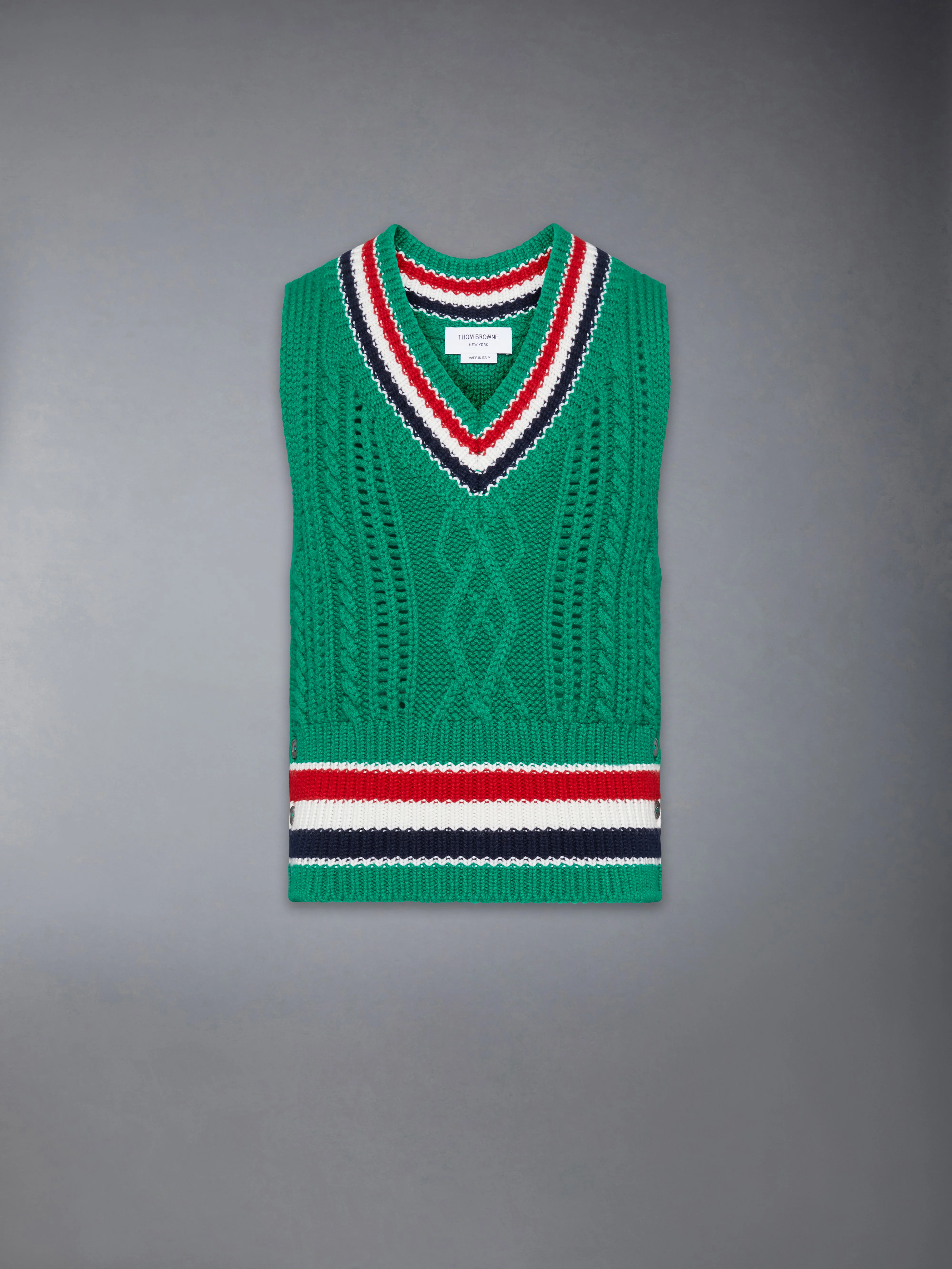 CHUNKY CASHMERE RWB STRIPE VEST - Image 6