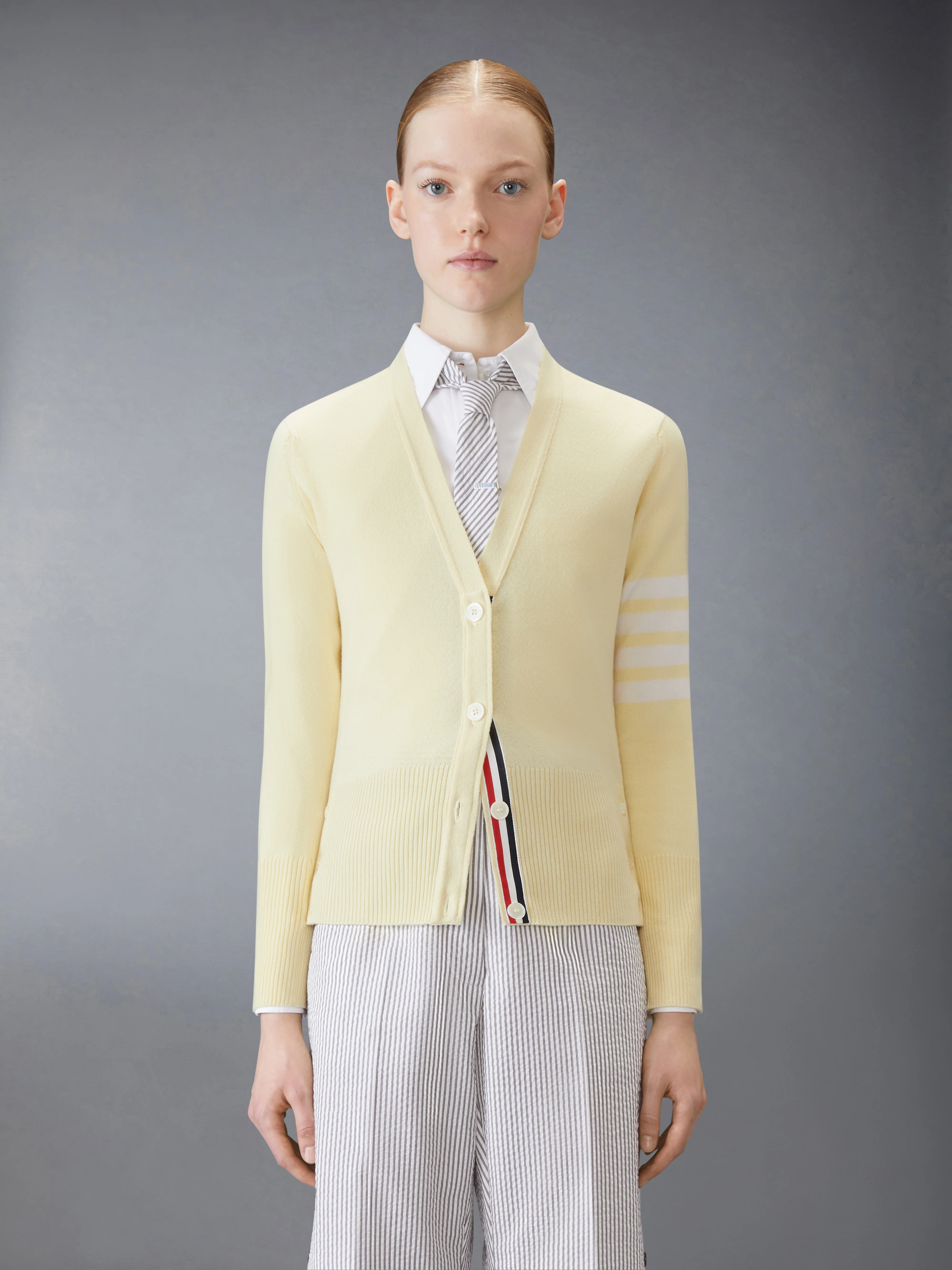 CLASSIC CASHMERE 4-BAR V-NECK CARDIGAN