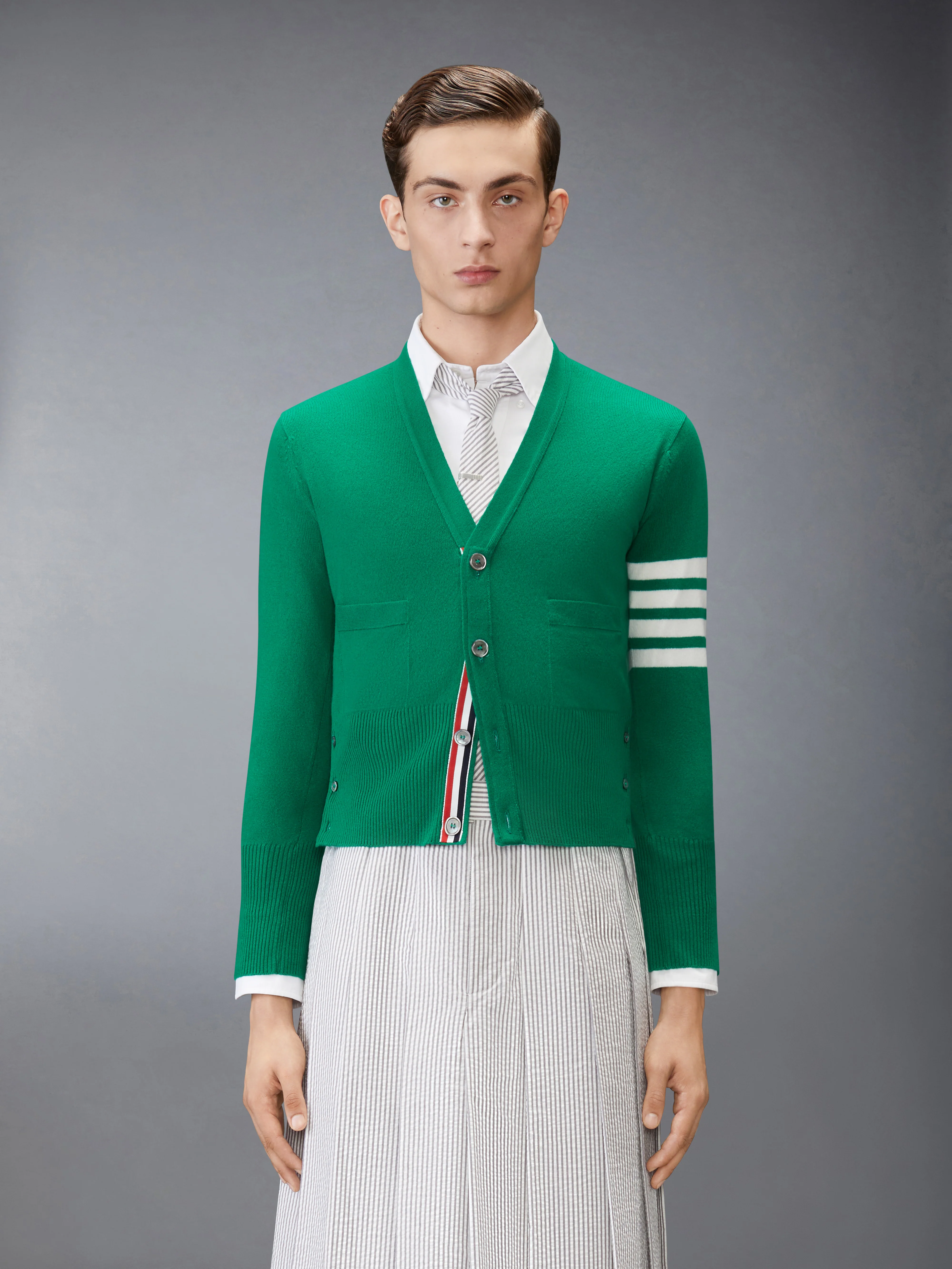 CLASSIC CASHMERE 4-BAR V-NECK CARDIGAN
