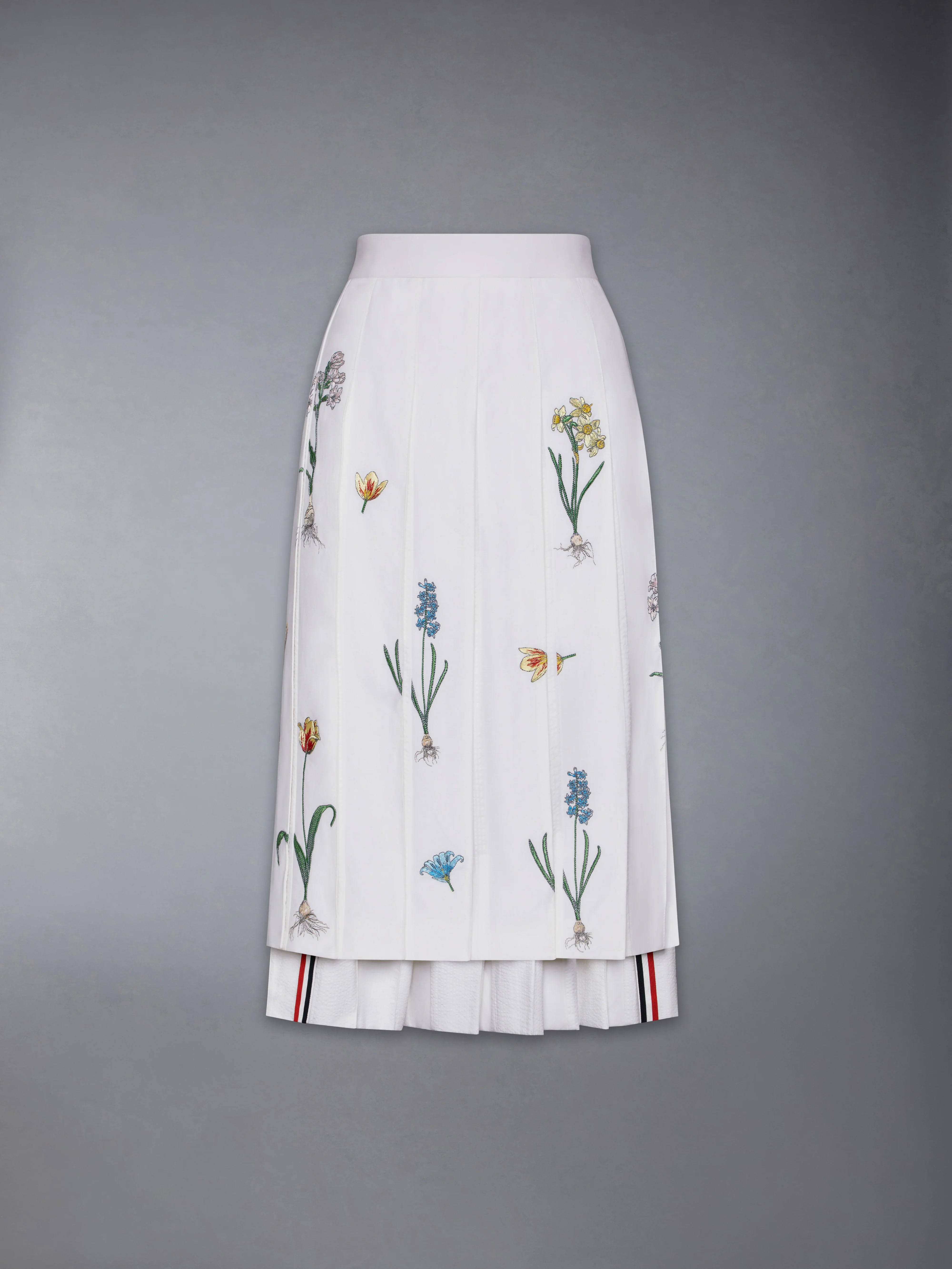 CLASSIC COTTON LINEN BOTANICAL FLOWER PLEATED SKIRT - Image 7