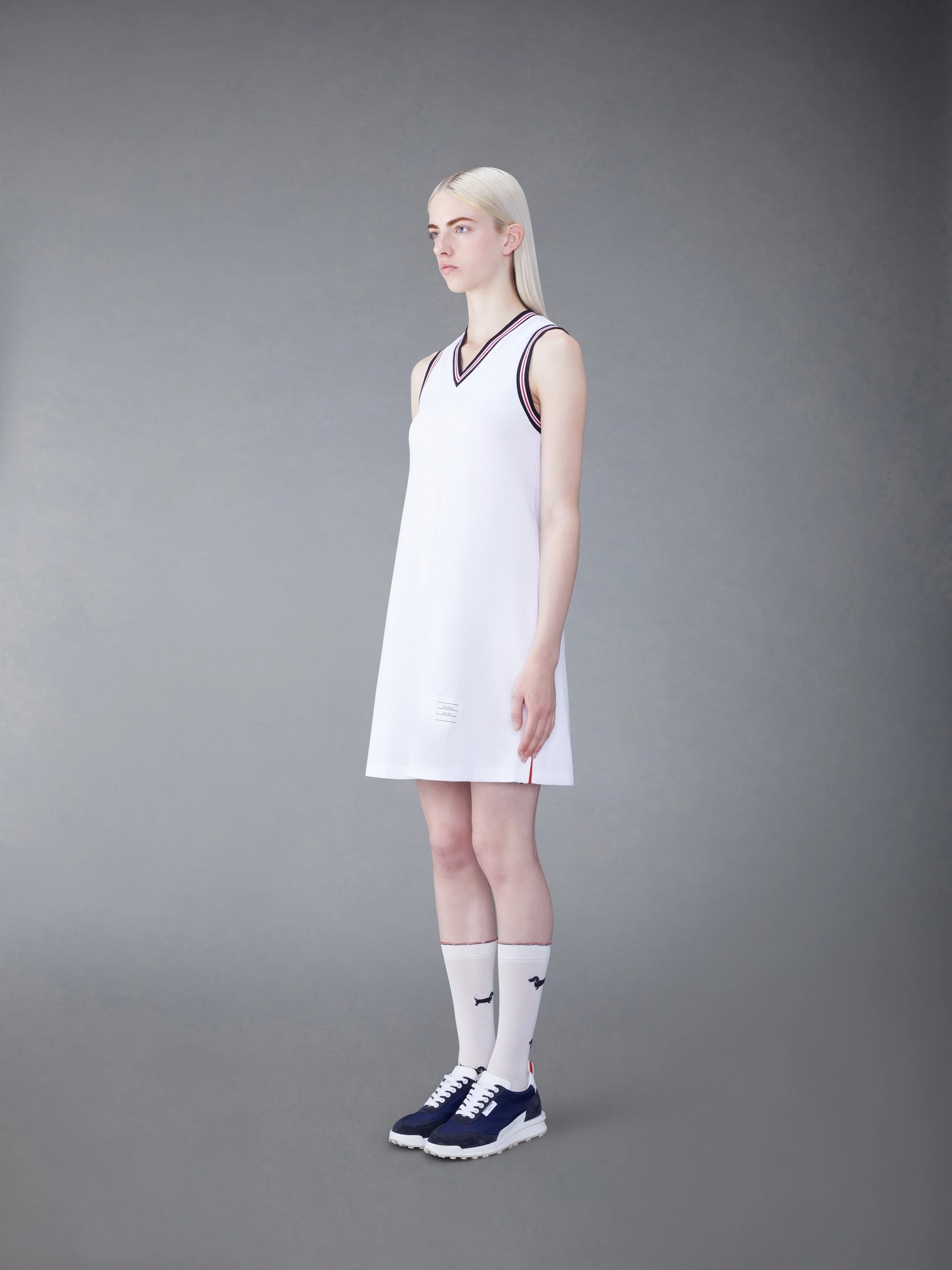 CLASSIC PIQUE STRIPE V-NECK TENNIS DRESS - Image 2