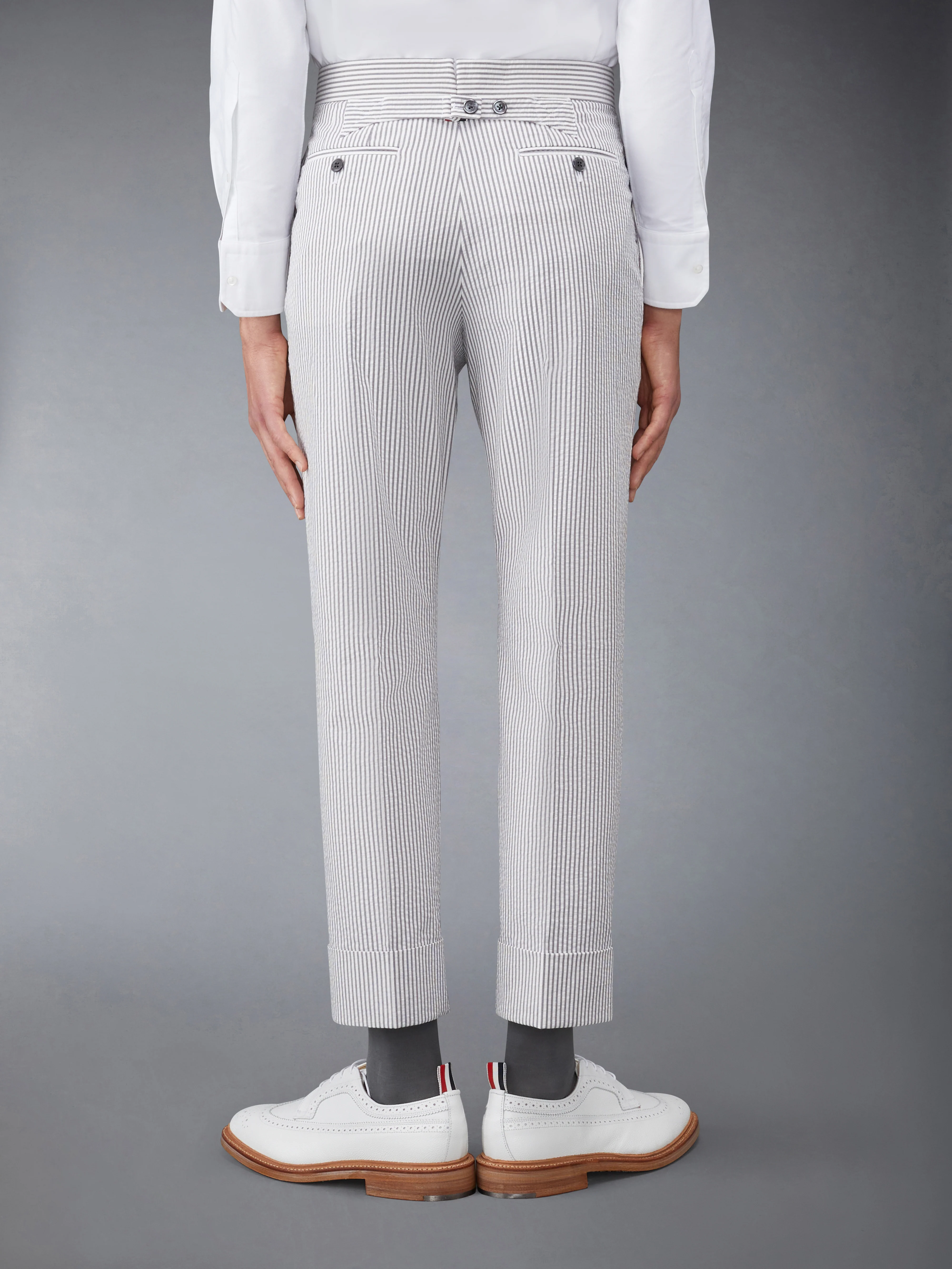 CLASSIC SEERSUCKER BACKSTRAP TROUSERS - Image 2
