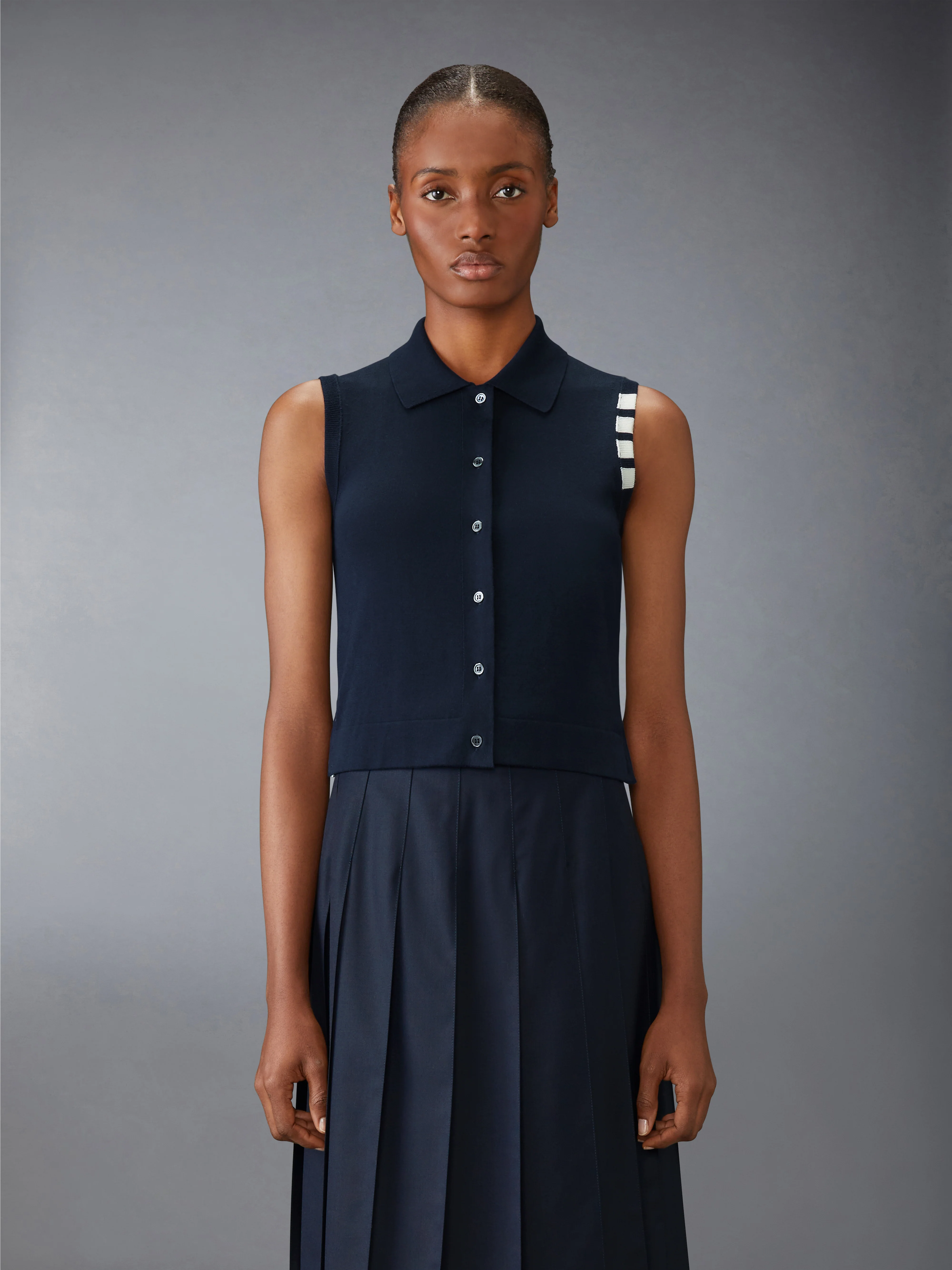 COTTON 4-BAR CROPPED SHIRT
