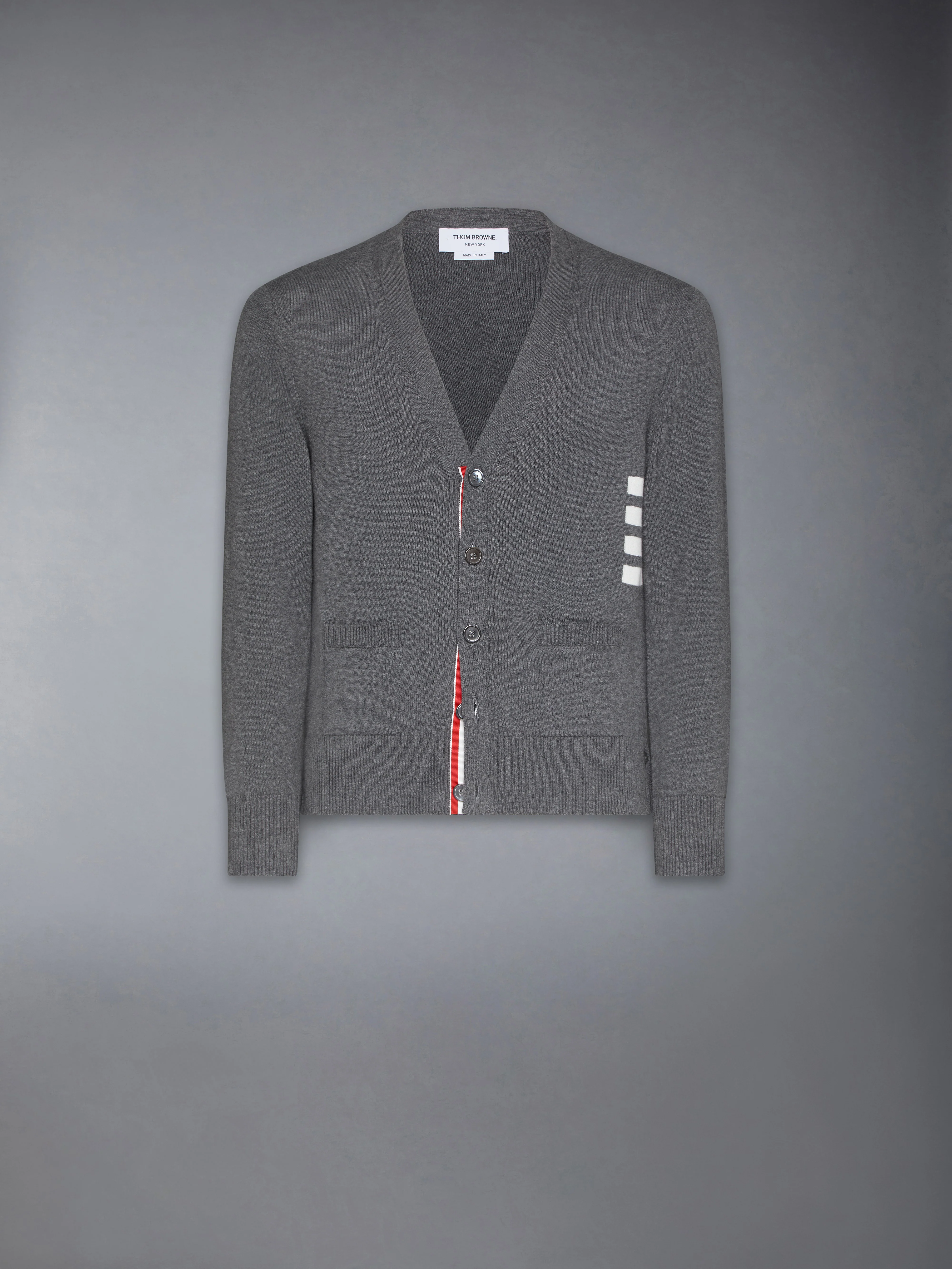 COTTON 4-BAR RELAXED FIT V NECK CARDIGAN - Image 6