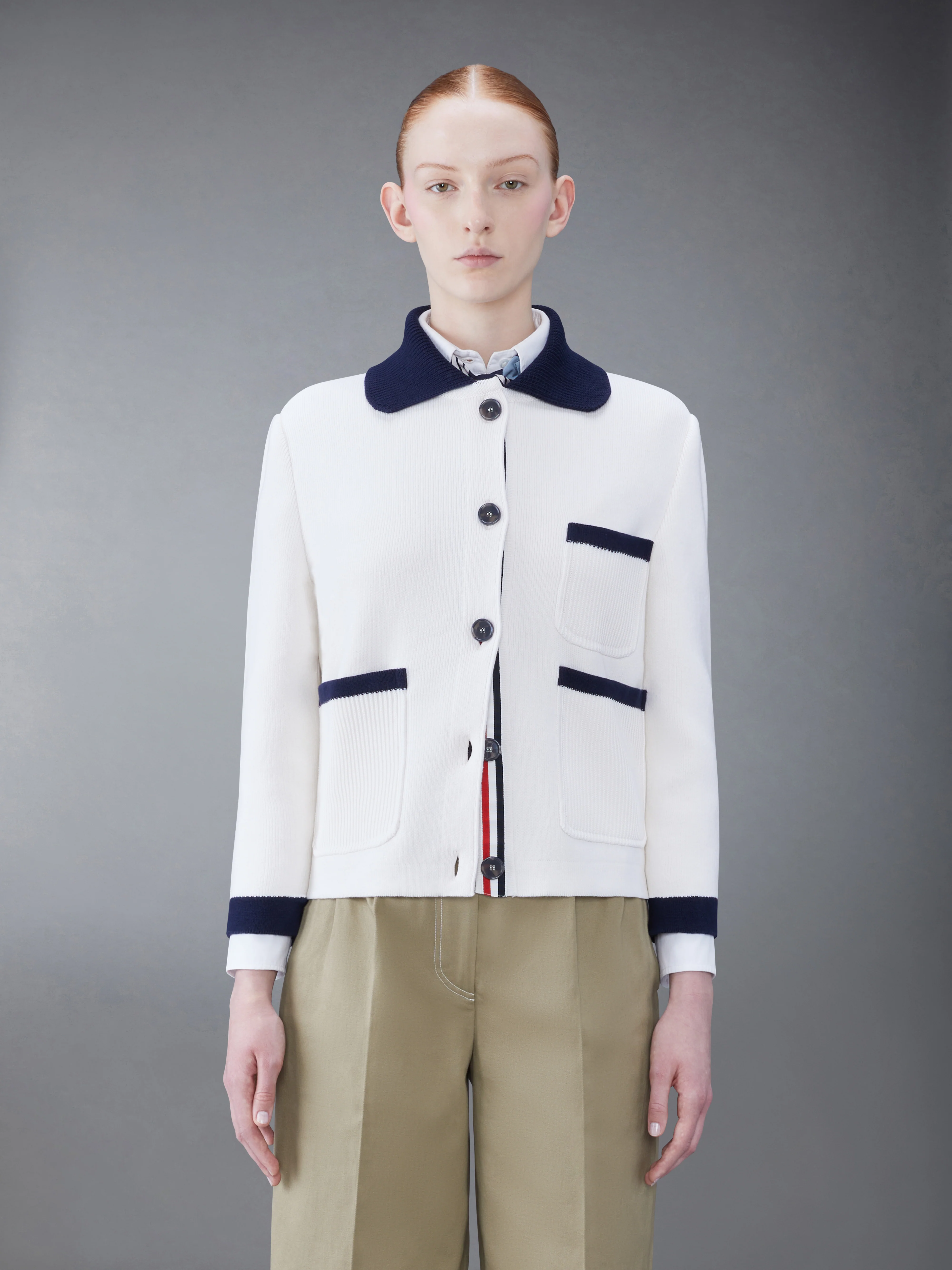COTTON CASHMERE POLO COLLAR POCKET JACKET