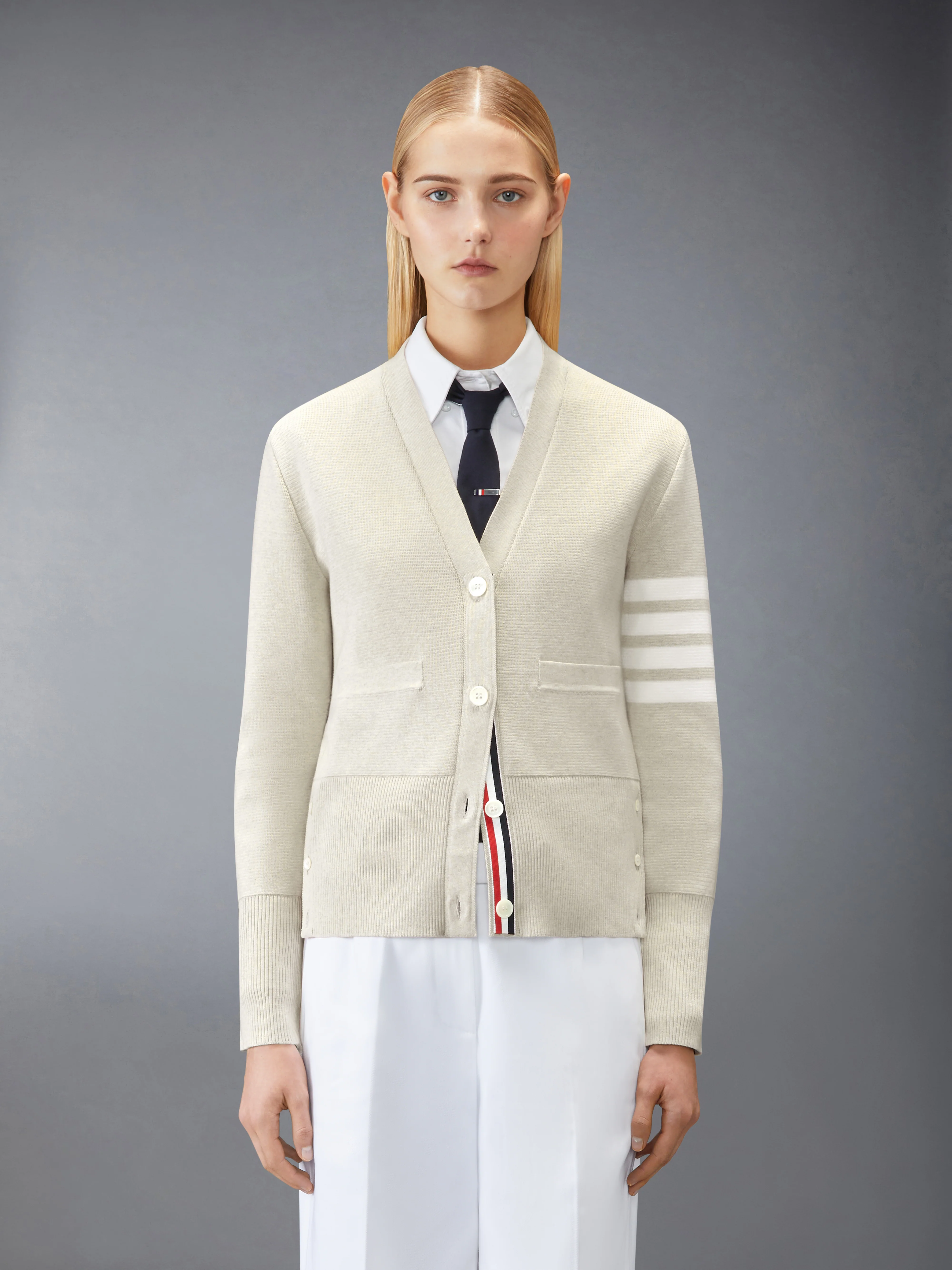 COTTON CREPE MILANO 4-BAR CARDIGAN