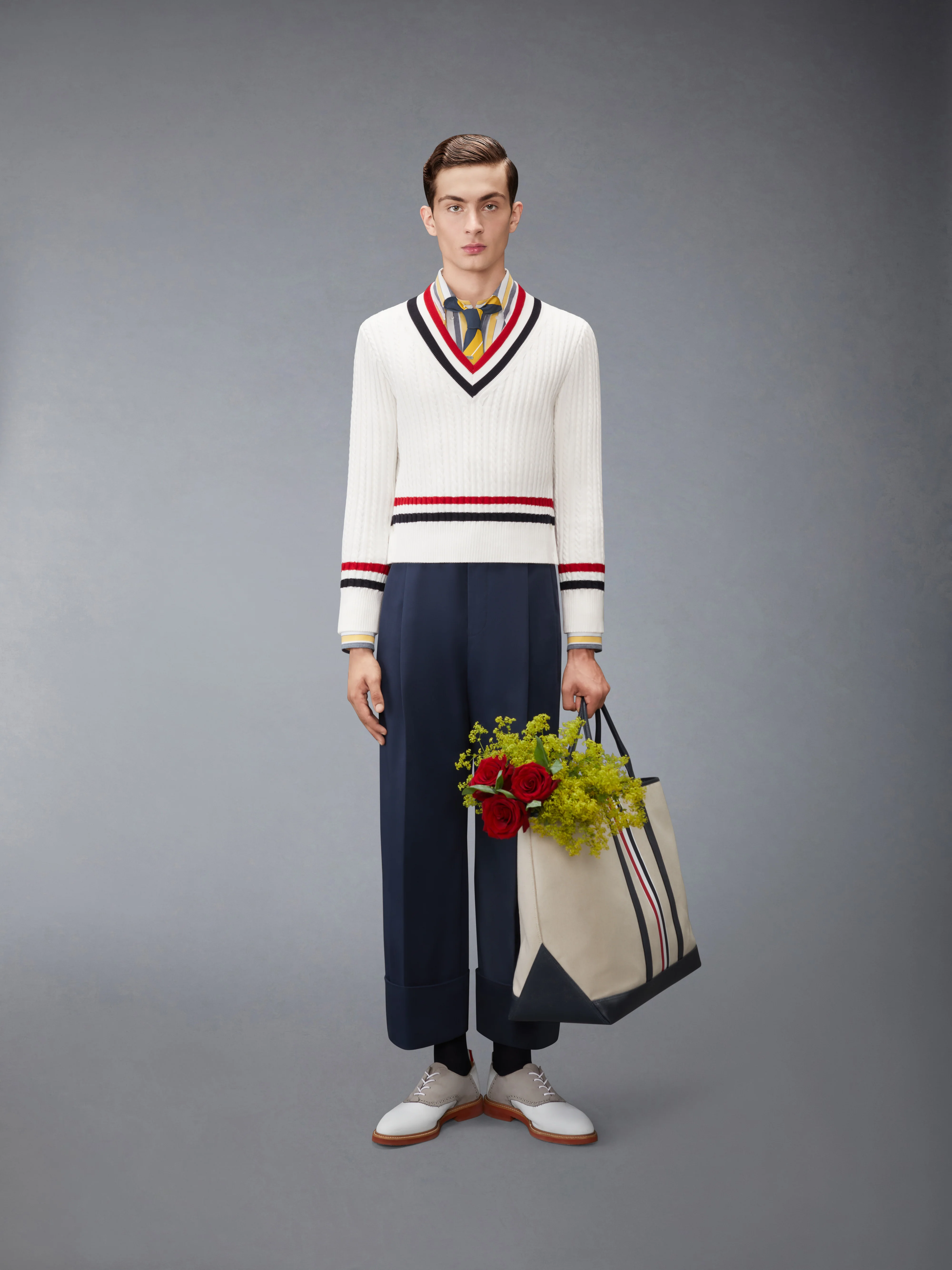 COTTON GABARDINE DOUBLE PLEAT TROUSER - Image 3
