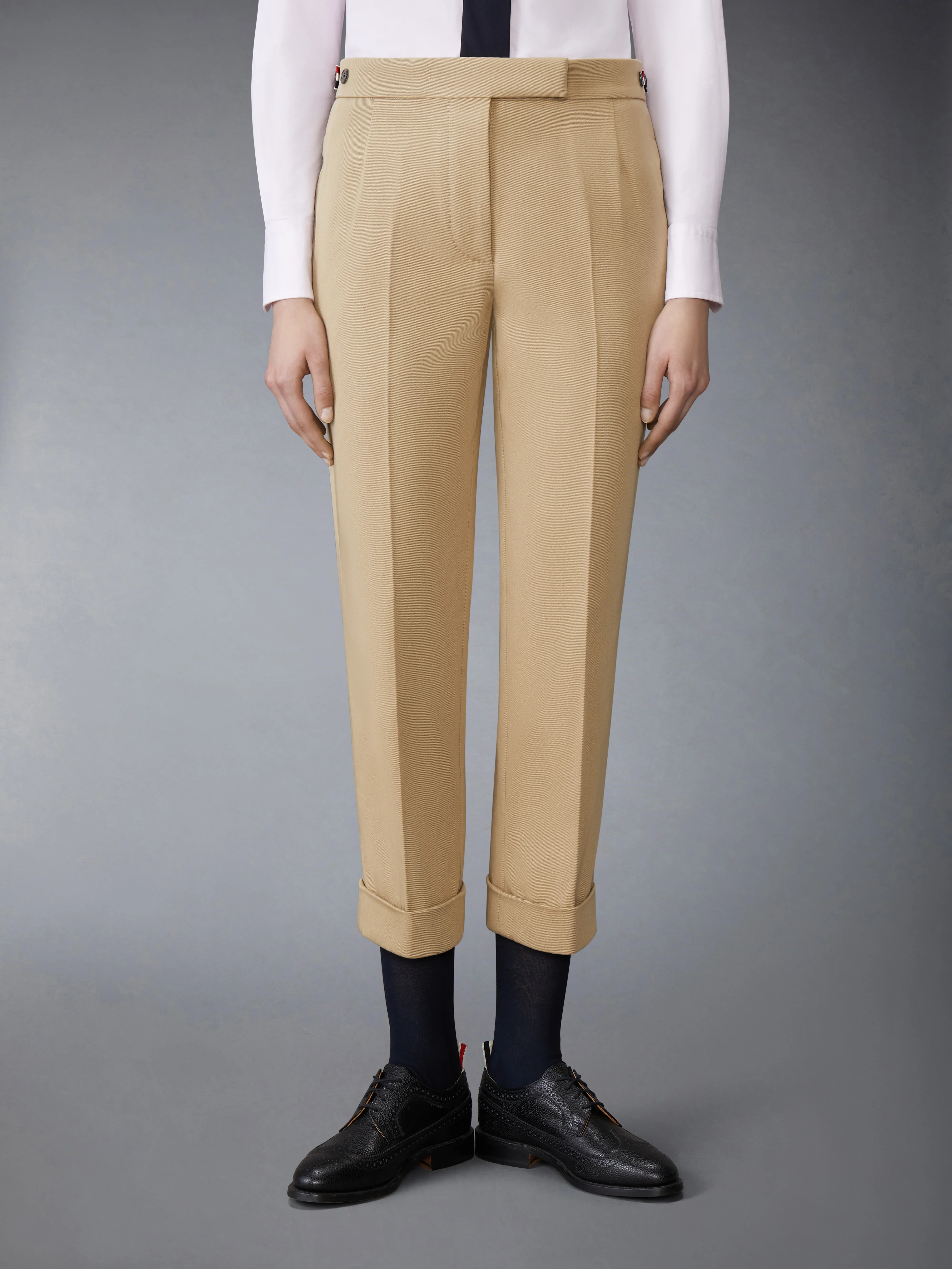 COTTON GABARDINE LOW RISE SLIM TROUSERS