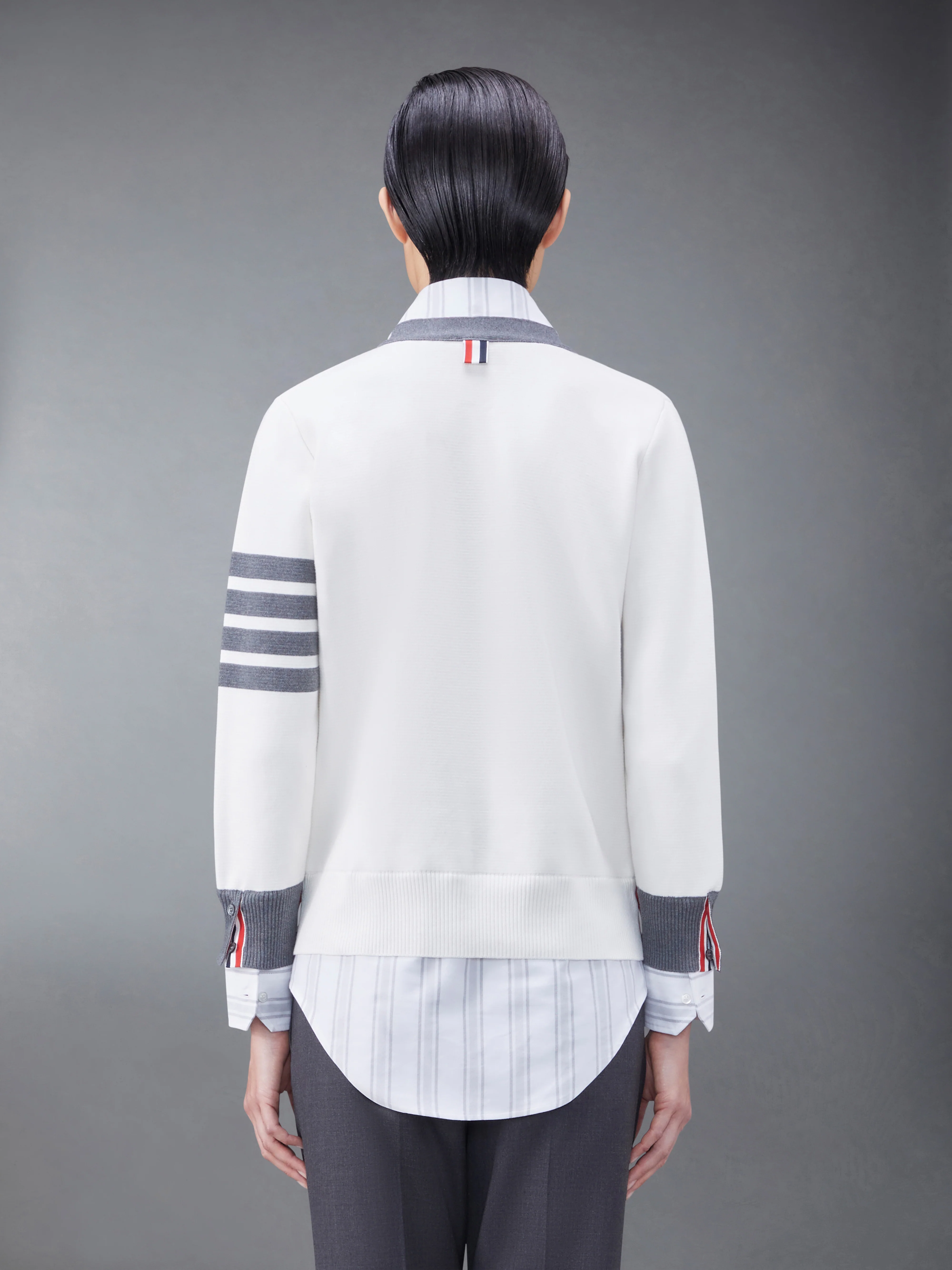 Cotton Milano and Oxford 4-Bar V-Neck Cardigan Shirt Combo - Image 2