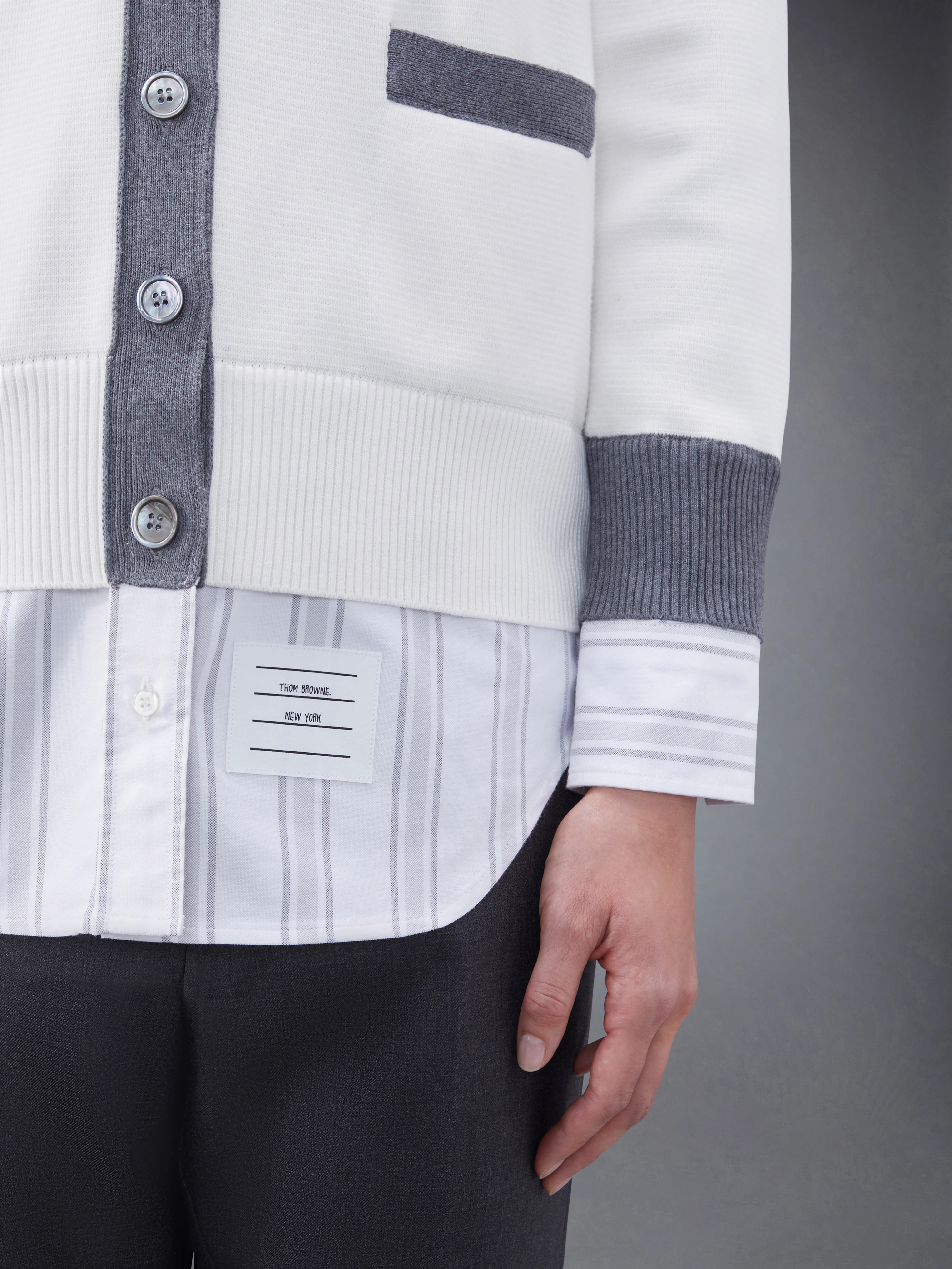 Cotton Milano and Oxford 4-Bar V-Neck Cardigan Shirt Combo - Image 7