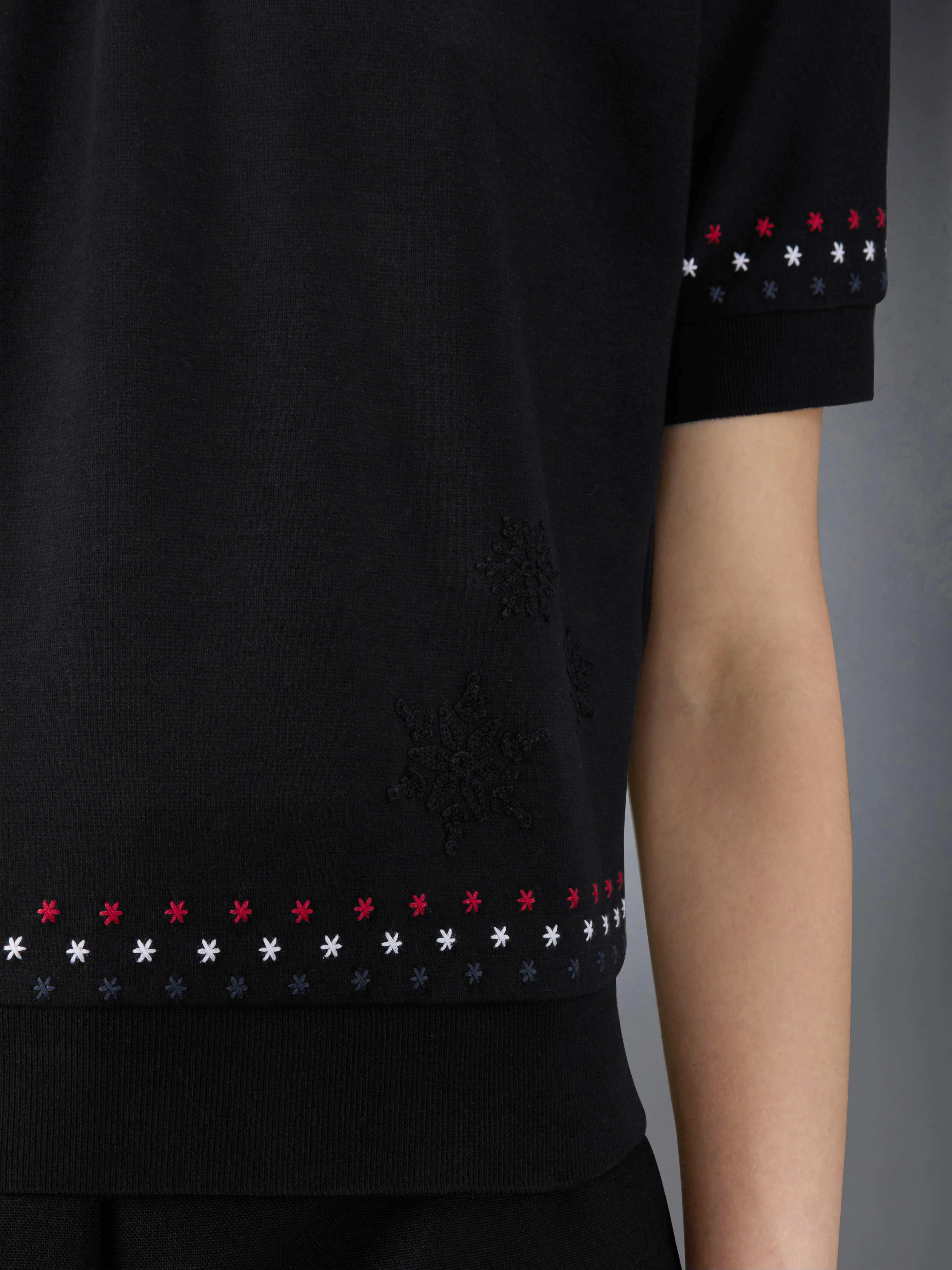 COTTON MILANO STARS & SNOWFLAKE EMBROIDERY POLO - Image 5