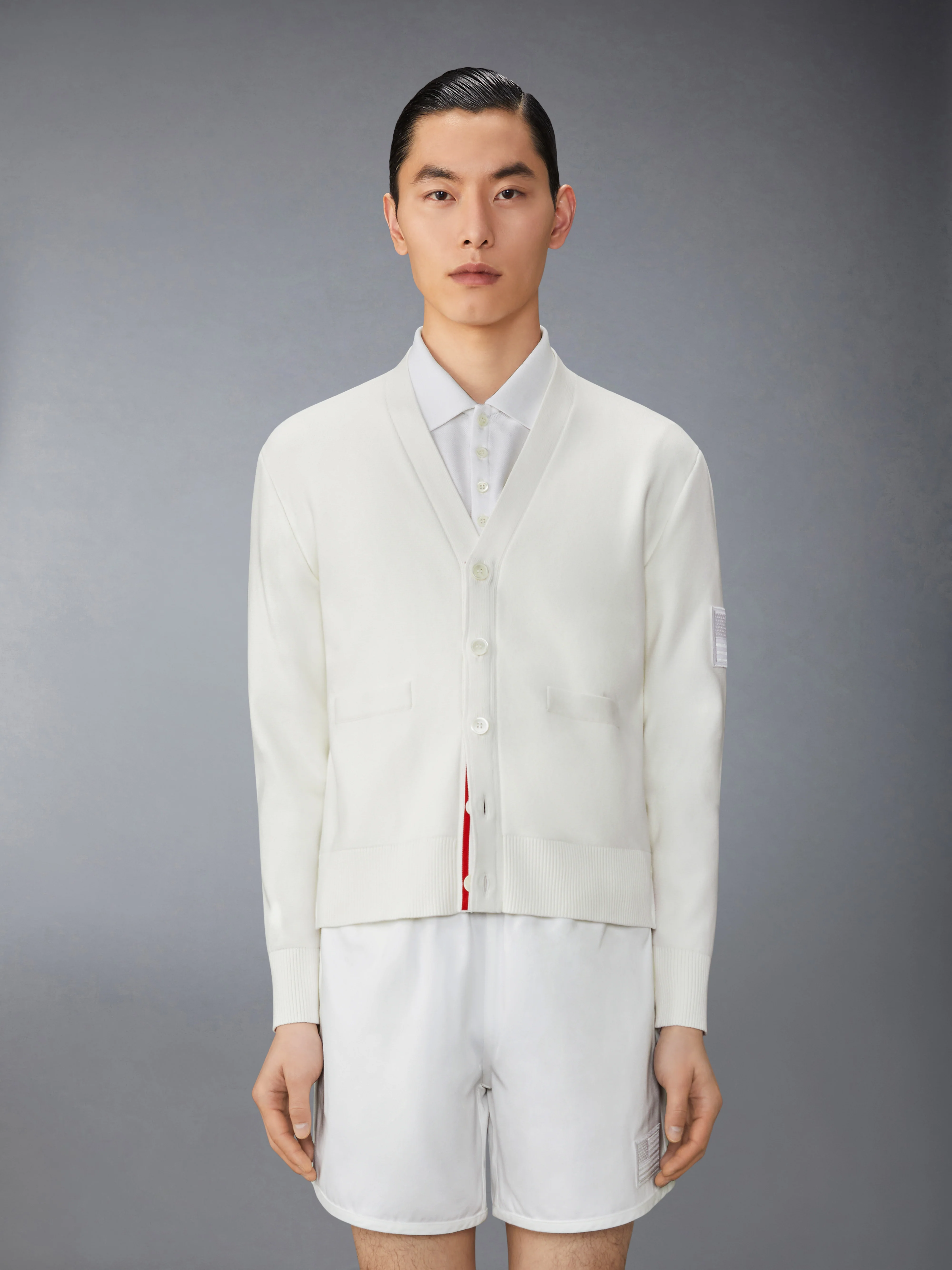 COTTON MILANO STITCH FLAG PATCH CARDIGAN