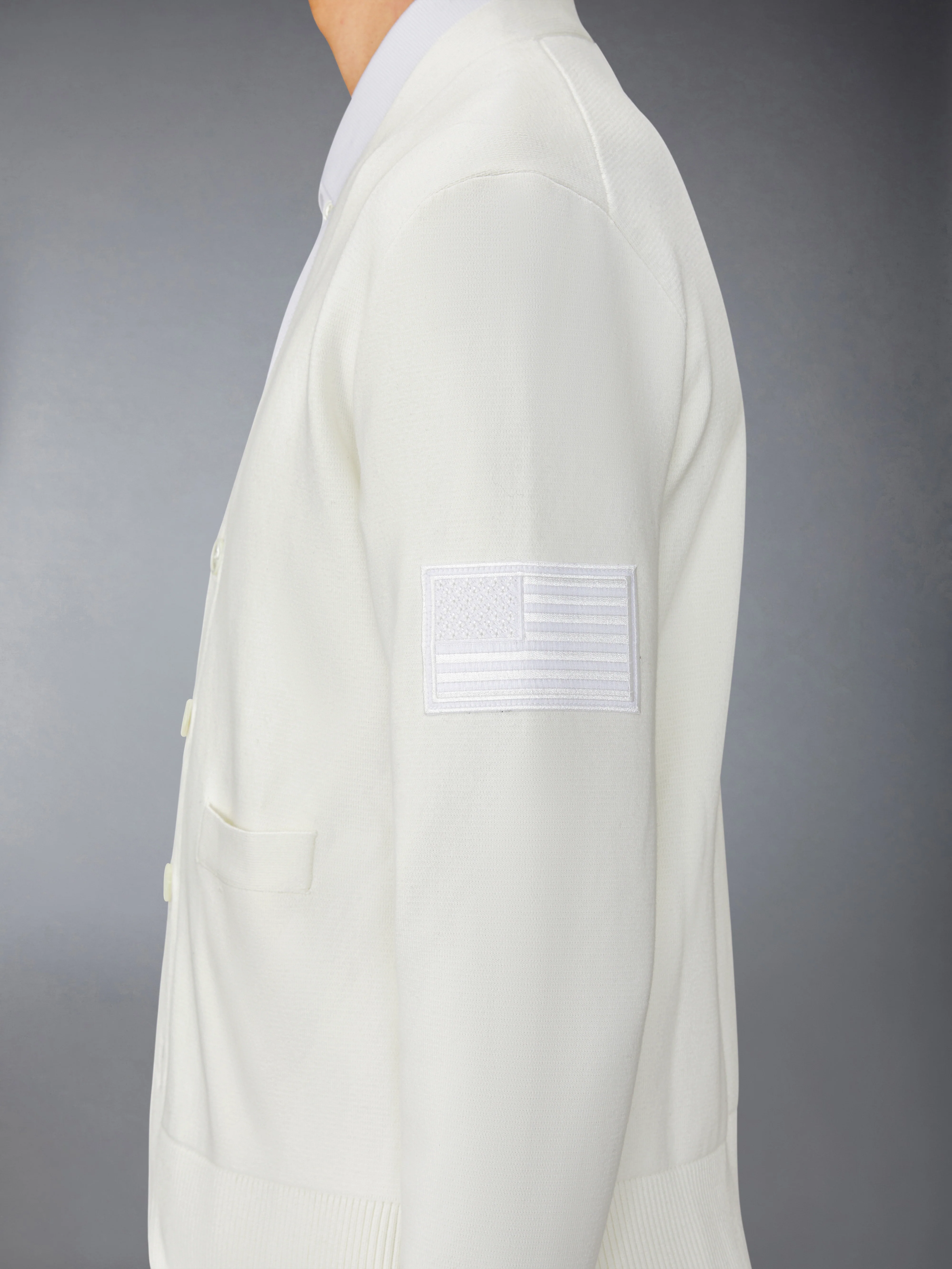 COTTON MILANO STITCH FLAG PATCH CARDIGAN - Image 5