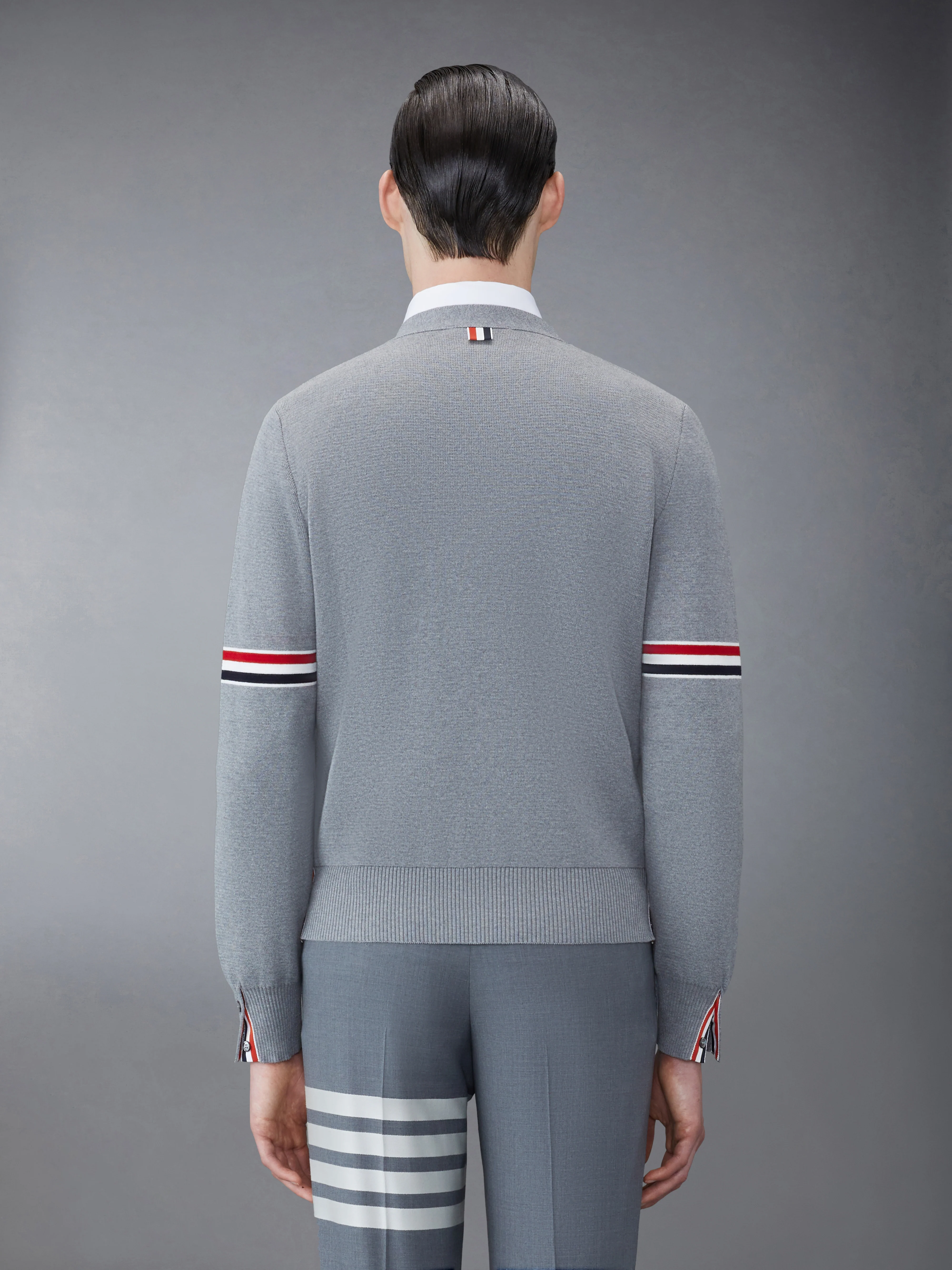 COTTON MILANO STITCH V-NECK CARDIGAN - Image 2