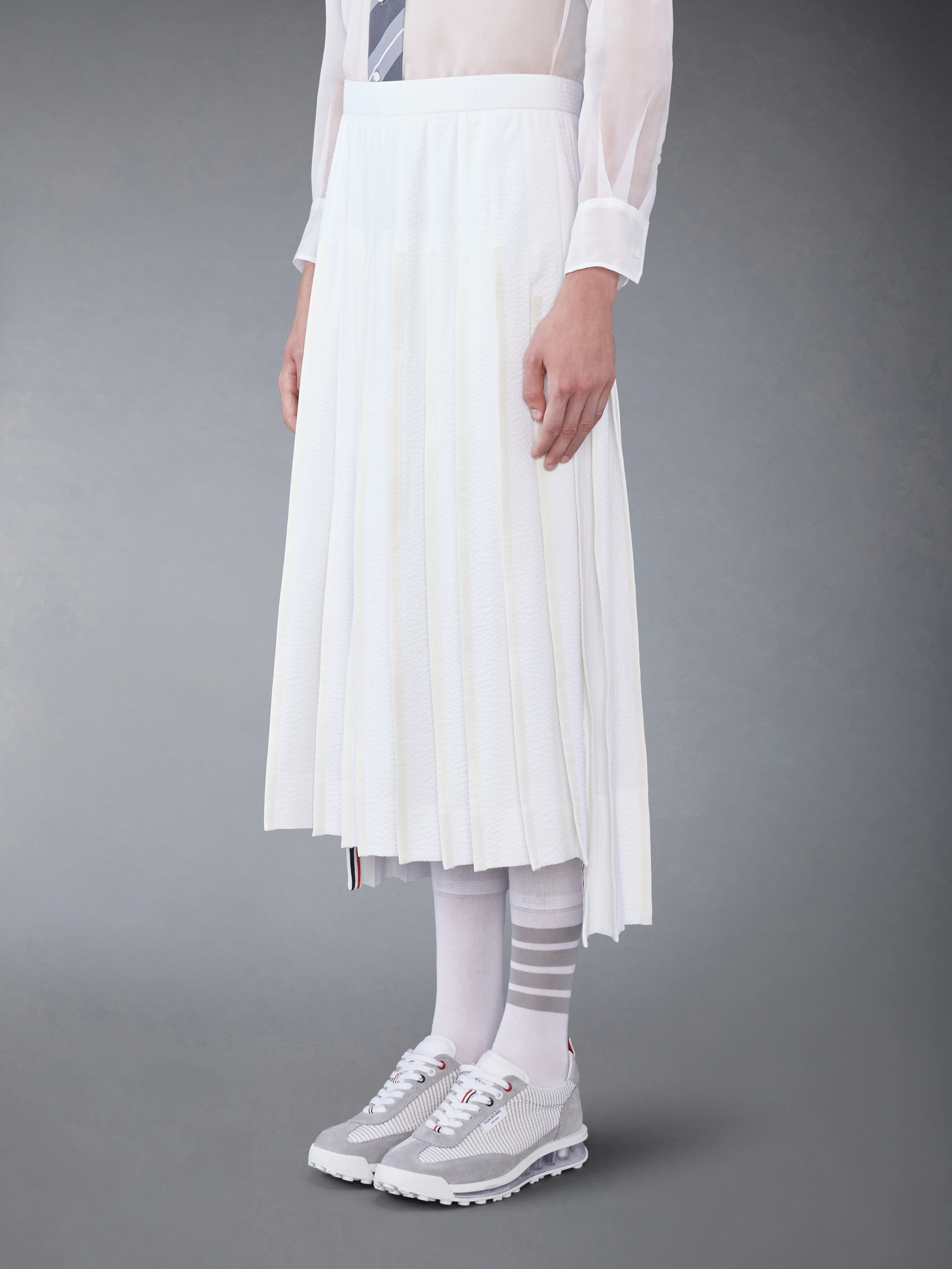 COTTON SEERSUCKER PLEATED SKIRT - Image 4
