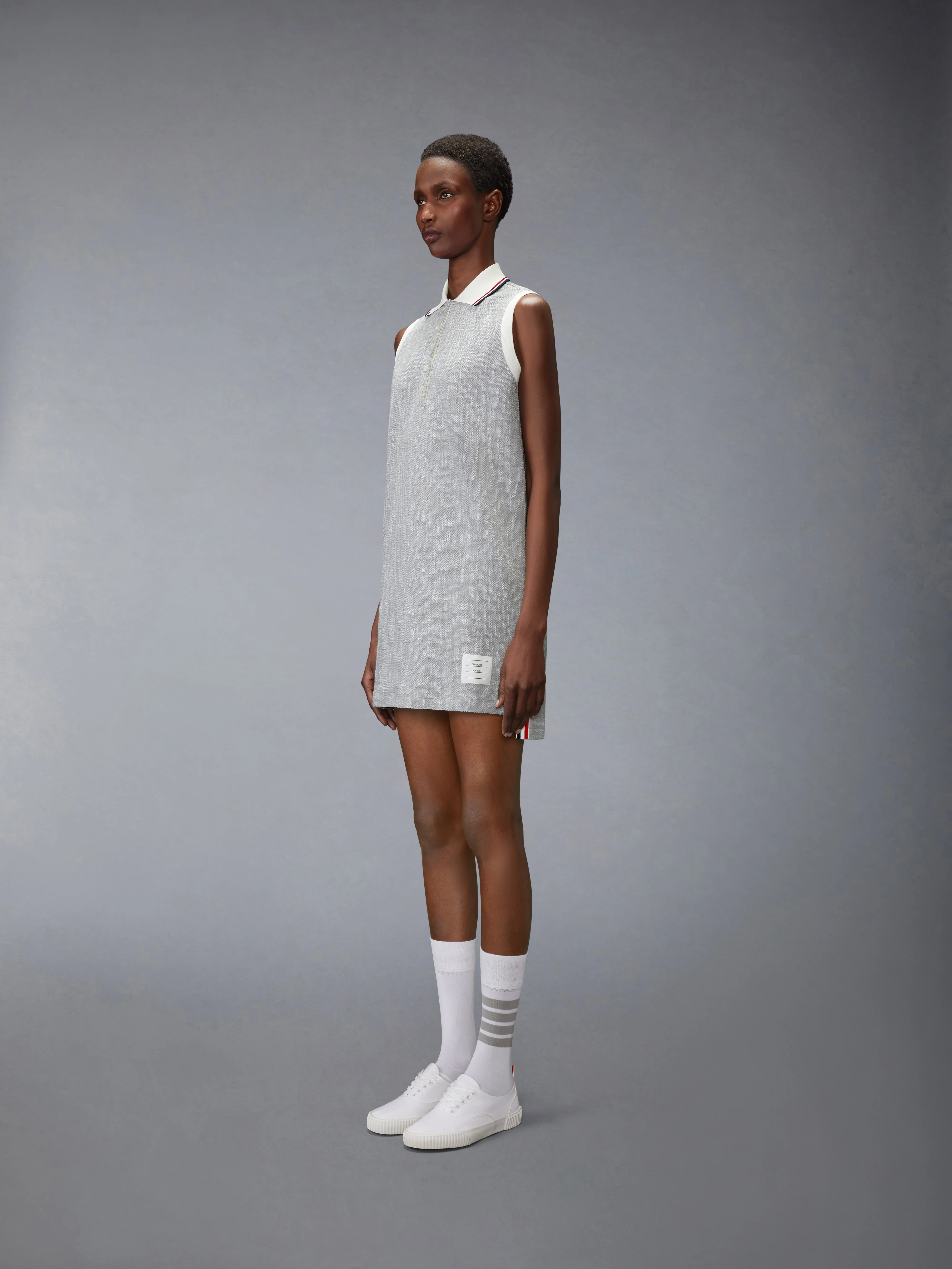 COTTON TWEED SLEEVELESS POLO DRESS - Image 2