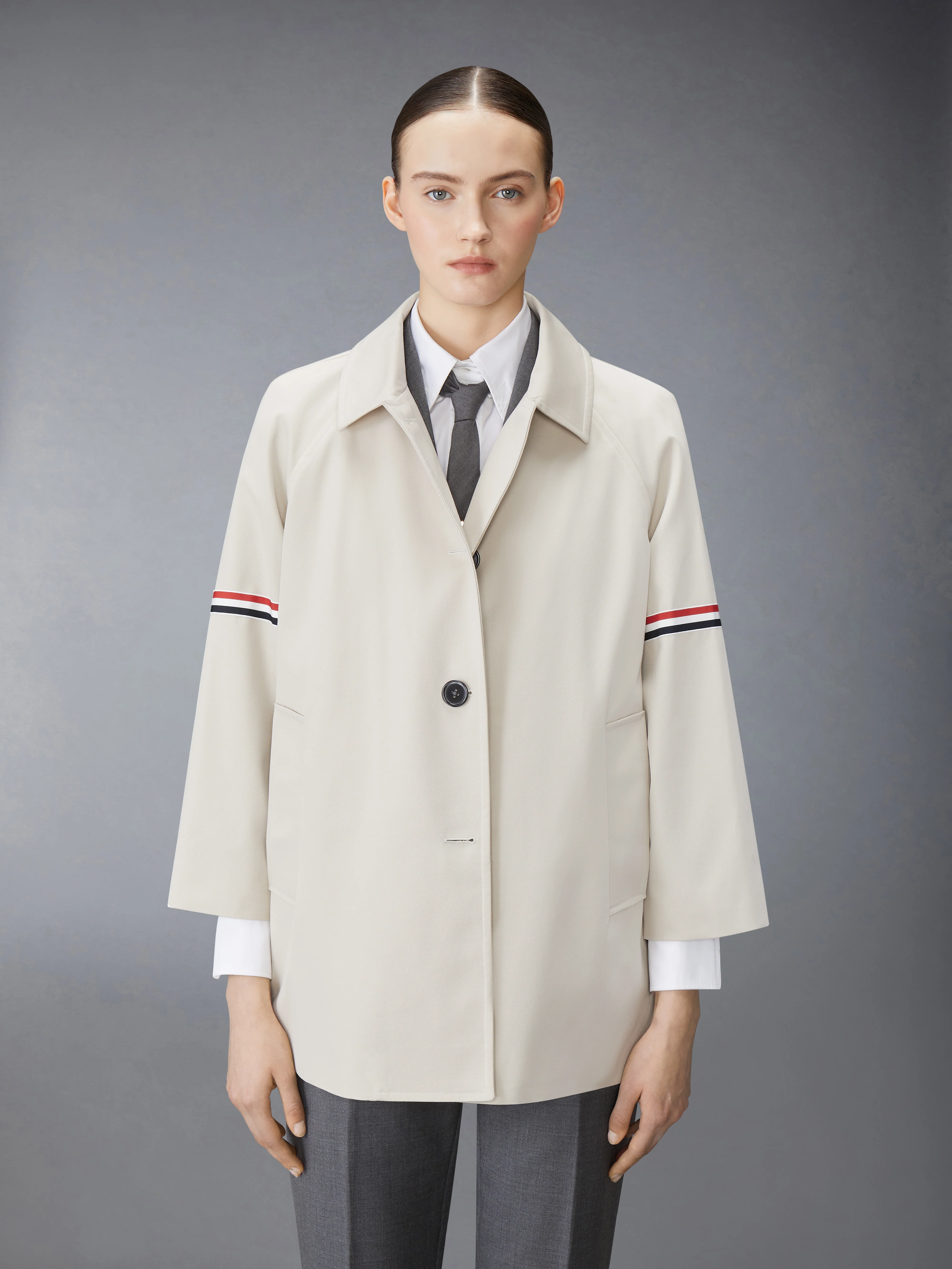 COTTON TWILL ARMBAND CROPPED CAR COAT