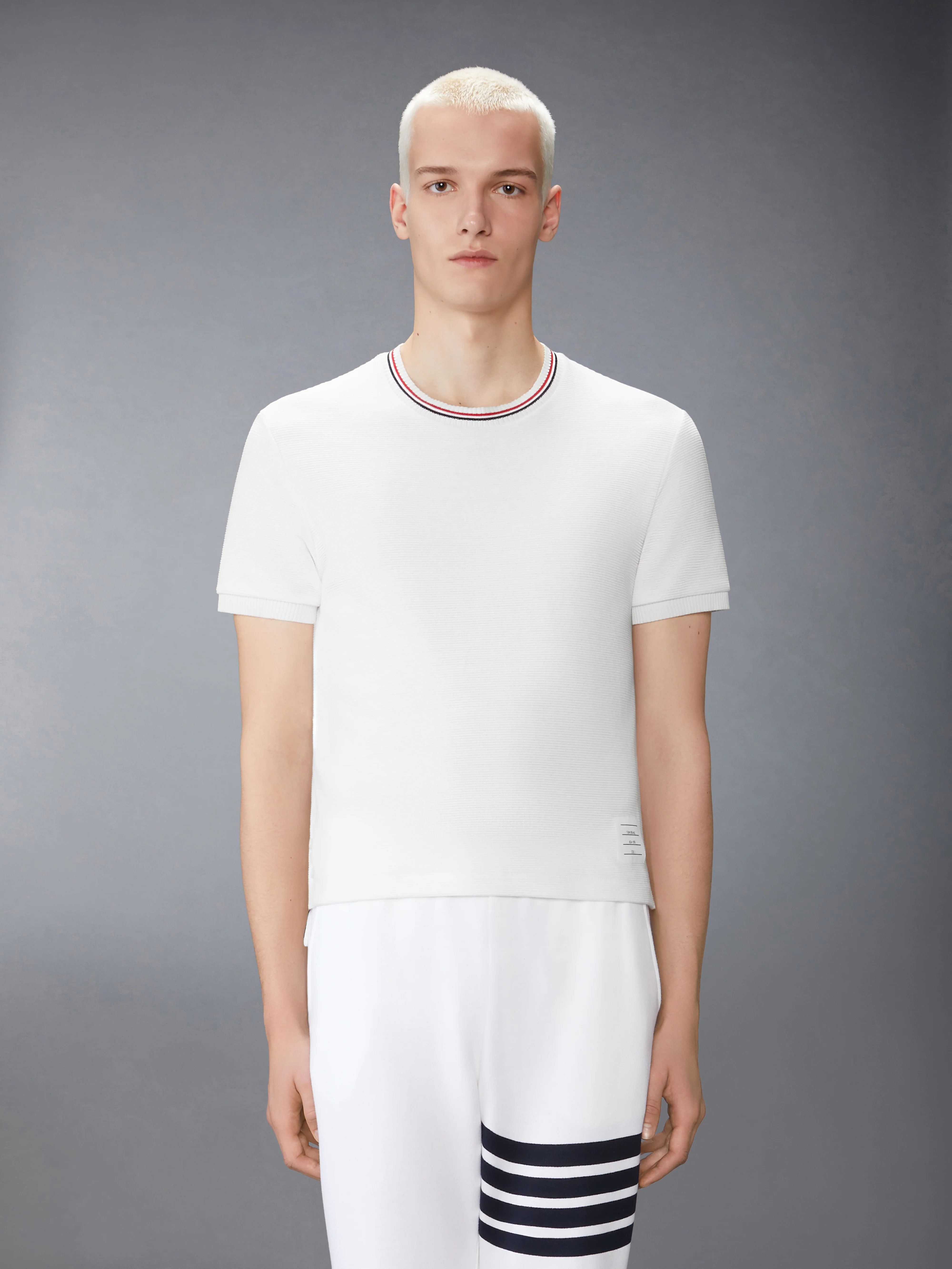 COTTON WAFFLE RIB CUFF TEE