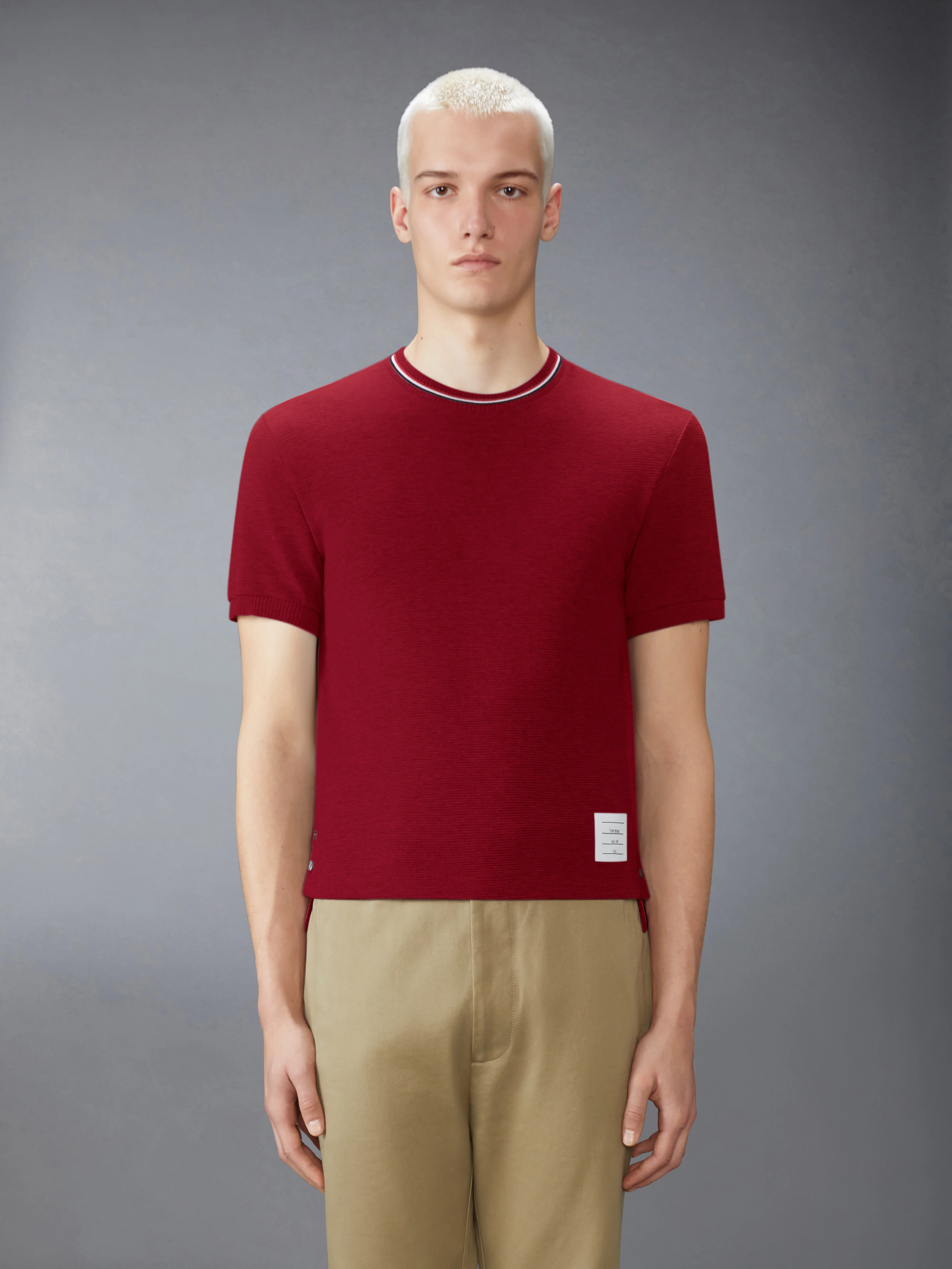 COTTON WAFFLE RIB CUFF TEE